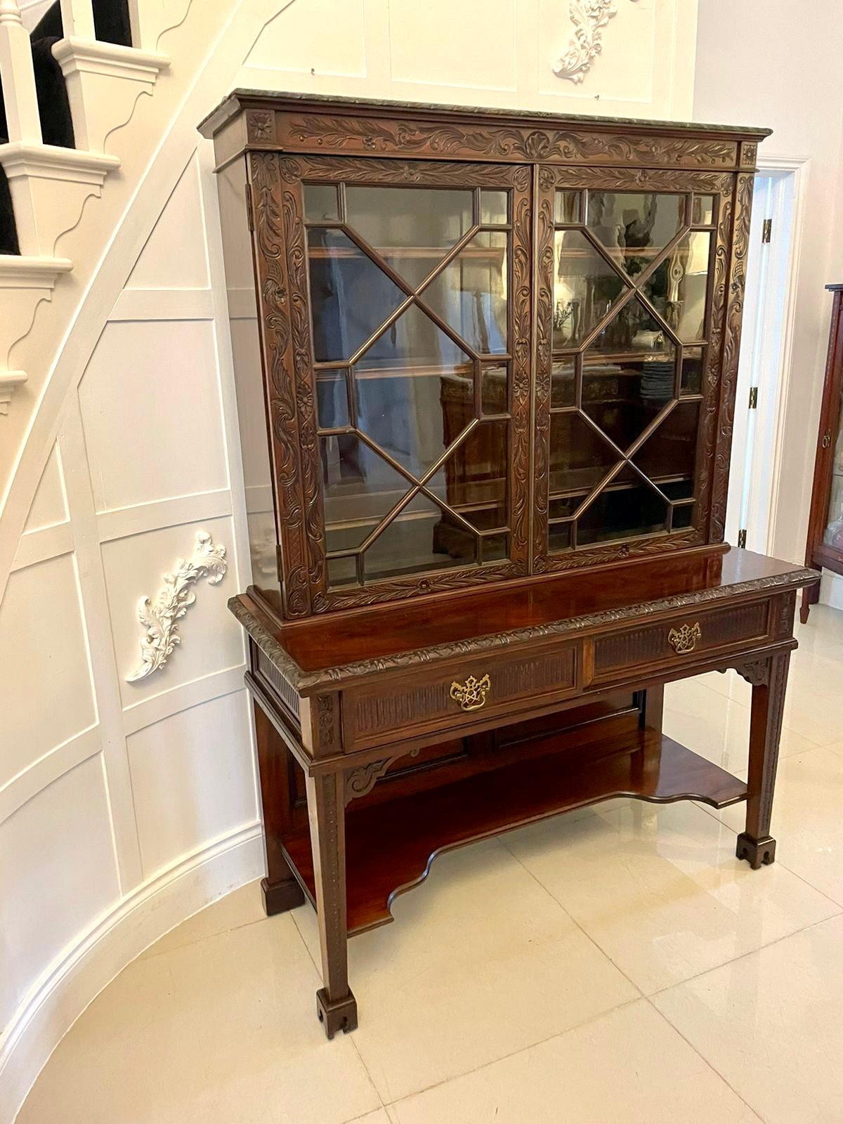 19th Century Antique Victorian Quality Carved Mahogany Display Cabinet by James Winter & Sons For Sale
