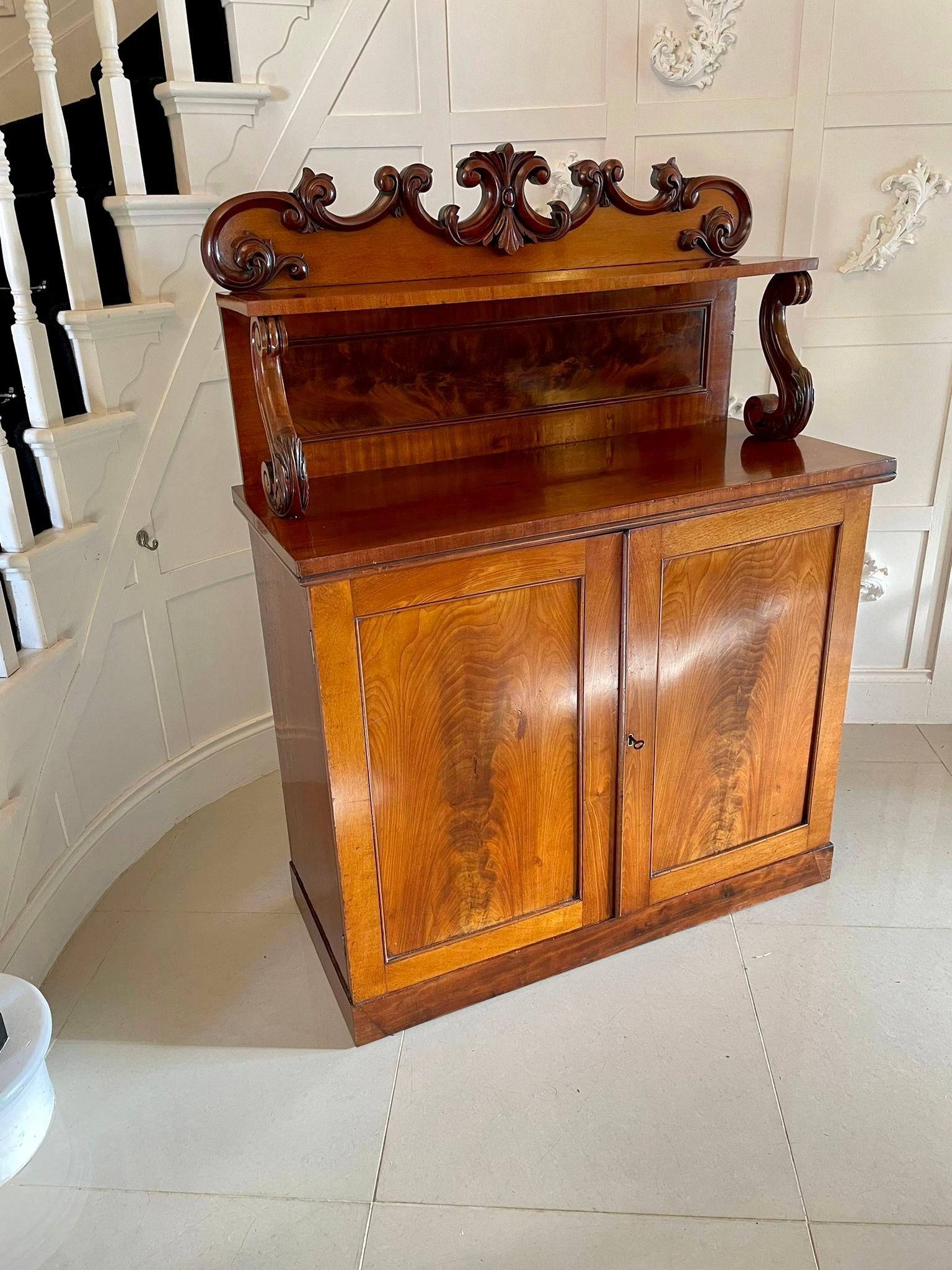 English Antique Victorian Quality Carved Mahogany Sideboard  For Sale