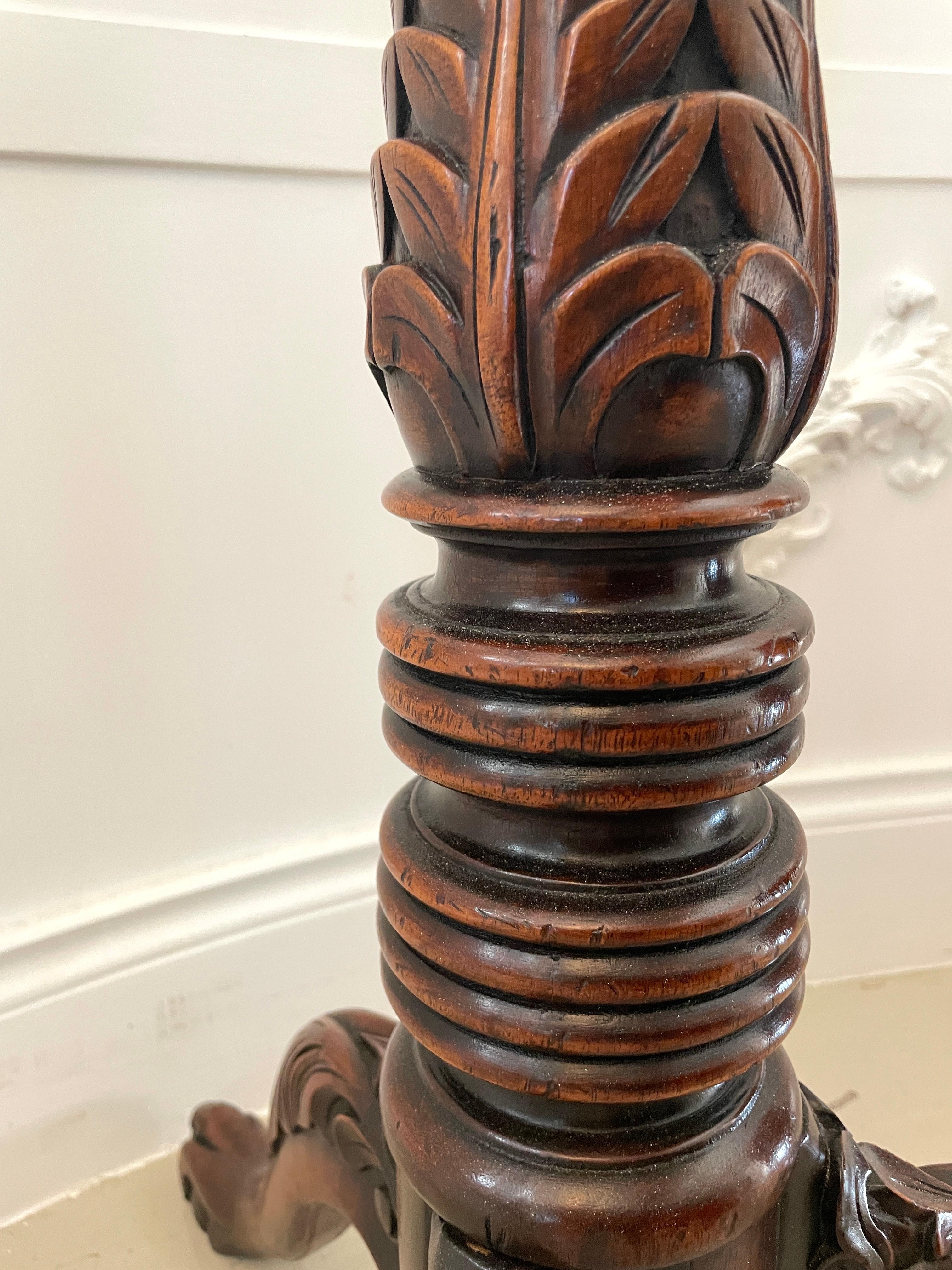 Antique Victorian Quality Carved Mahogany Torchere For Sale 1