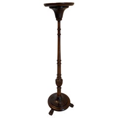 Antique Victorian Quality Carved Mahogany Torchere Plant Stand Pedestal Column