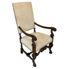 Antiguo Sillón Victoriano de Calidad en Roble Tallado