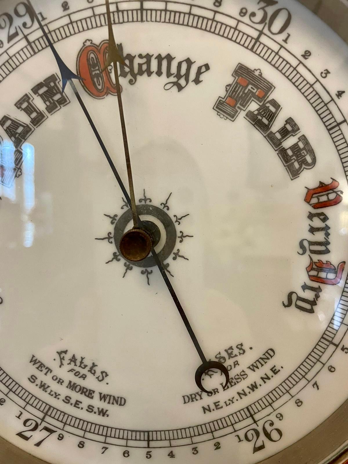 Antique Victorian Quality Carved Oak Banjo Barometer For Sale 2