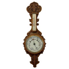 Antico barometro Banjo in Oak di qualità vittoriana intagliata
