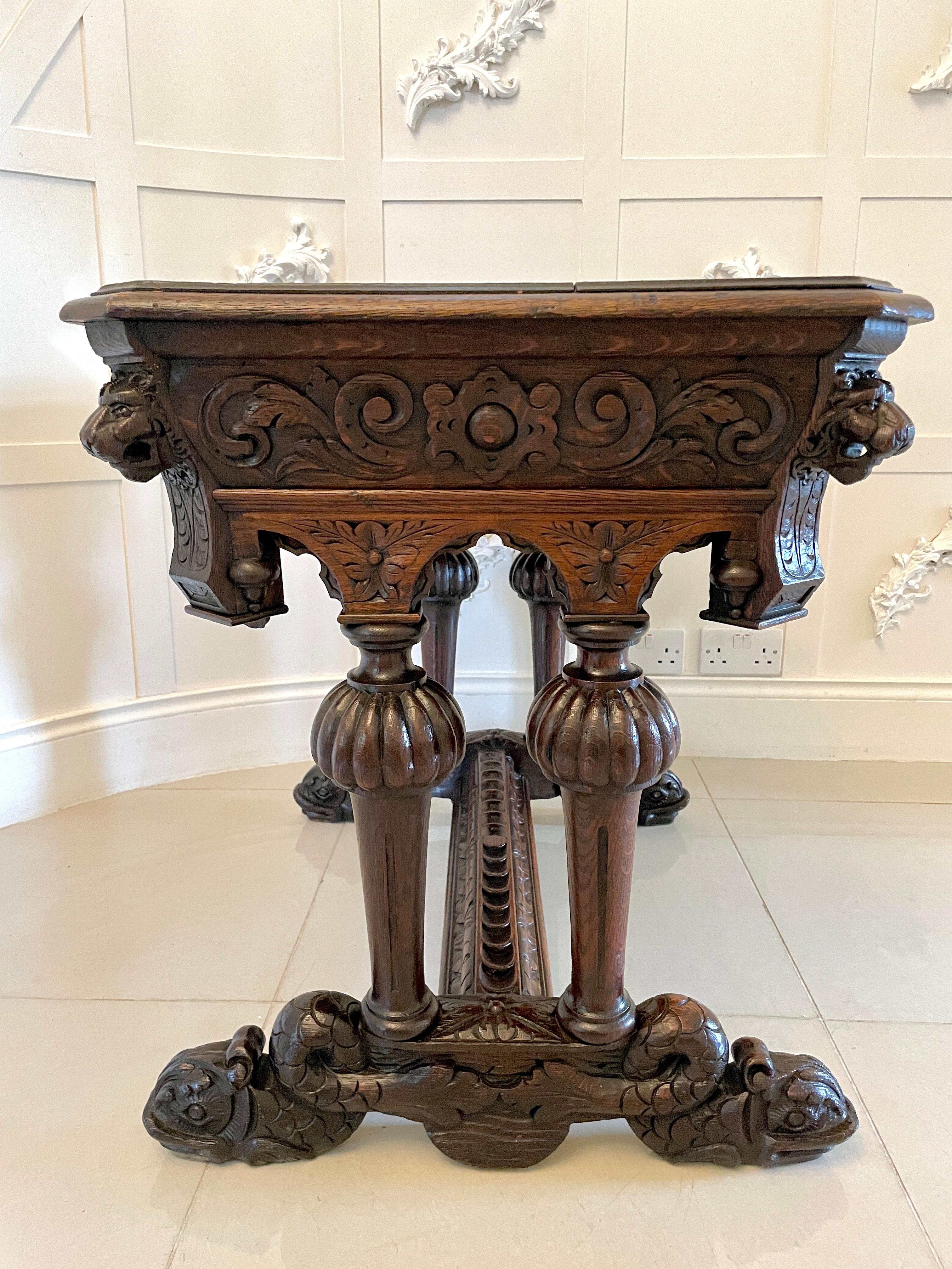 Antique Victorian Quality Carved Oak Freestanding Centre Table For Sale 9