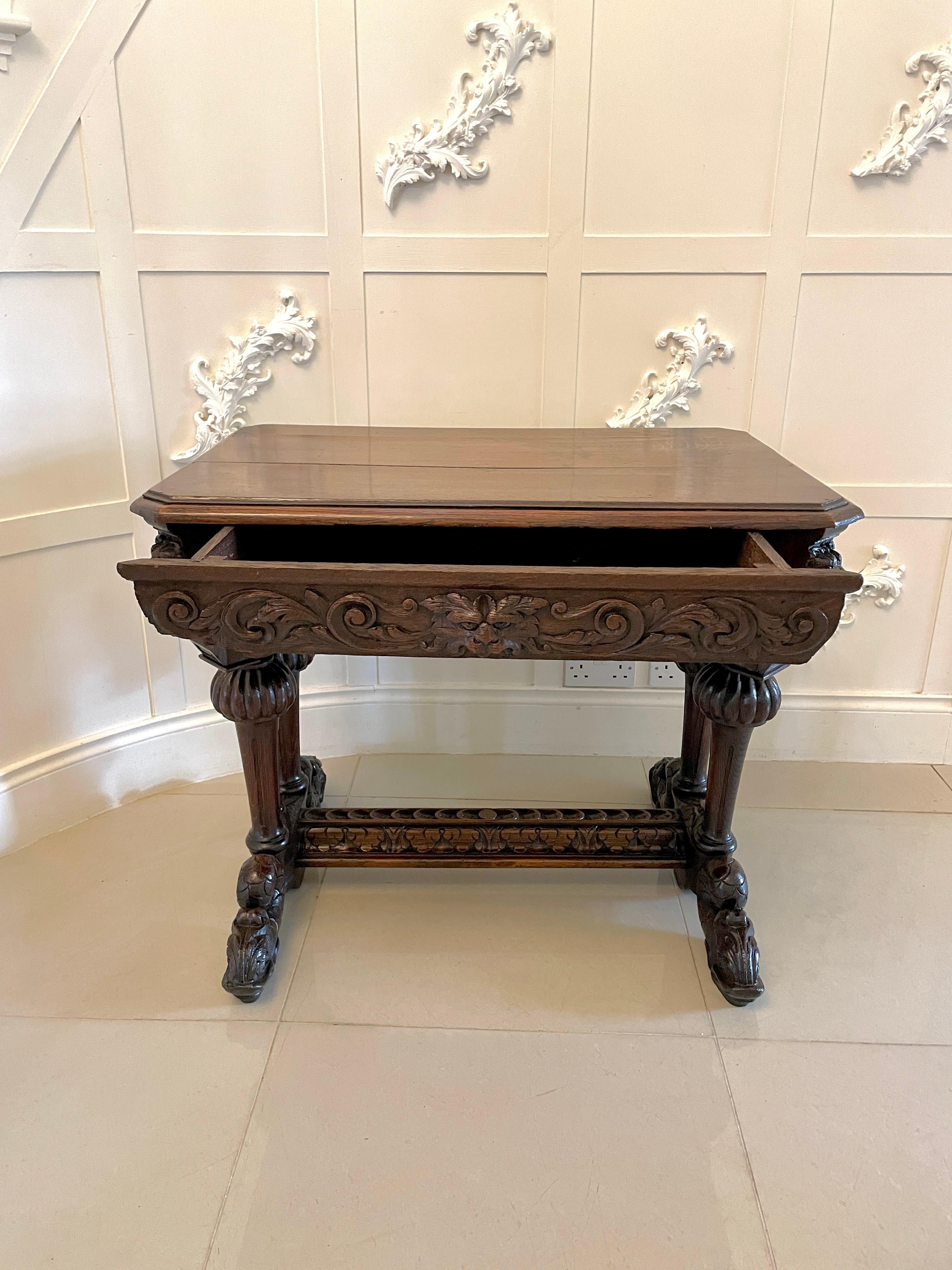Antique Victorian Quality Carved Oak Freestanding Centre Table For Sale 12