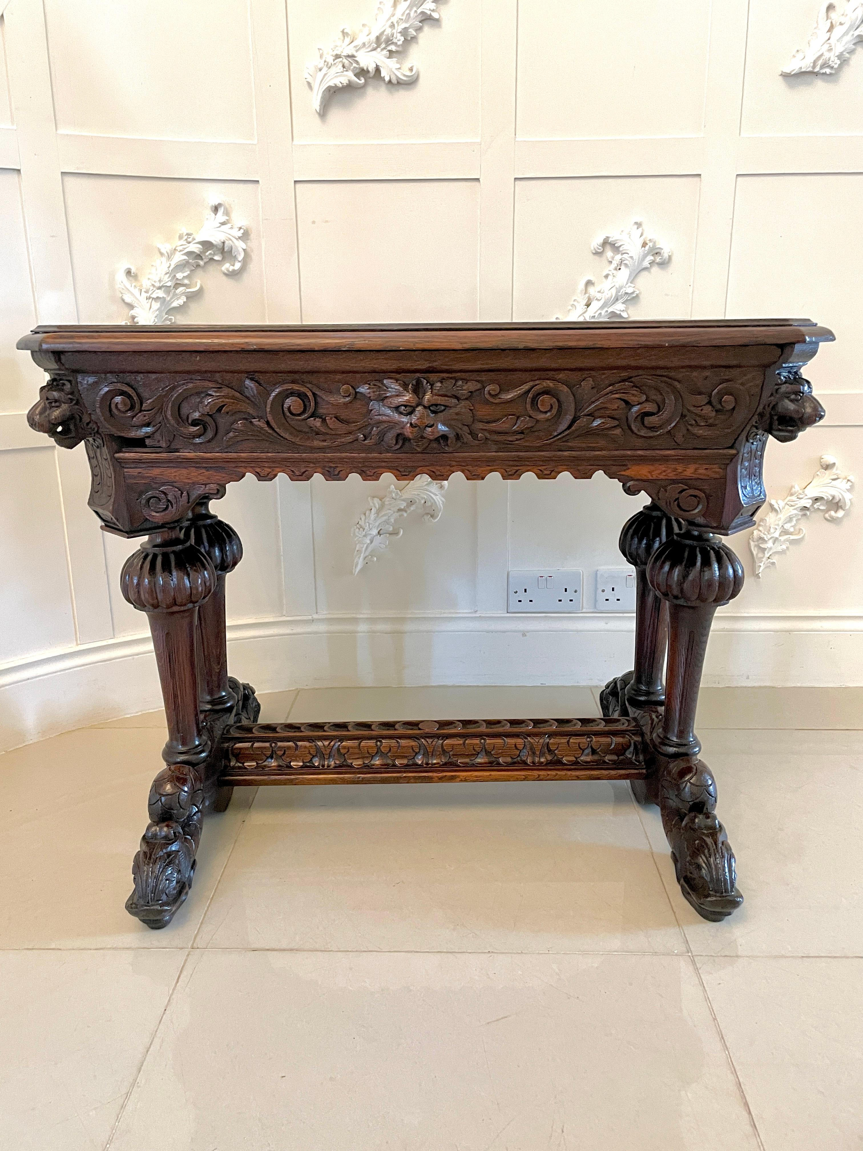 Antique Victorian Quality Carved Oak Freestanding Centre Table For Sale 13
