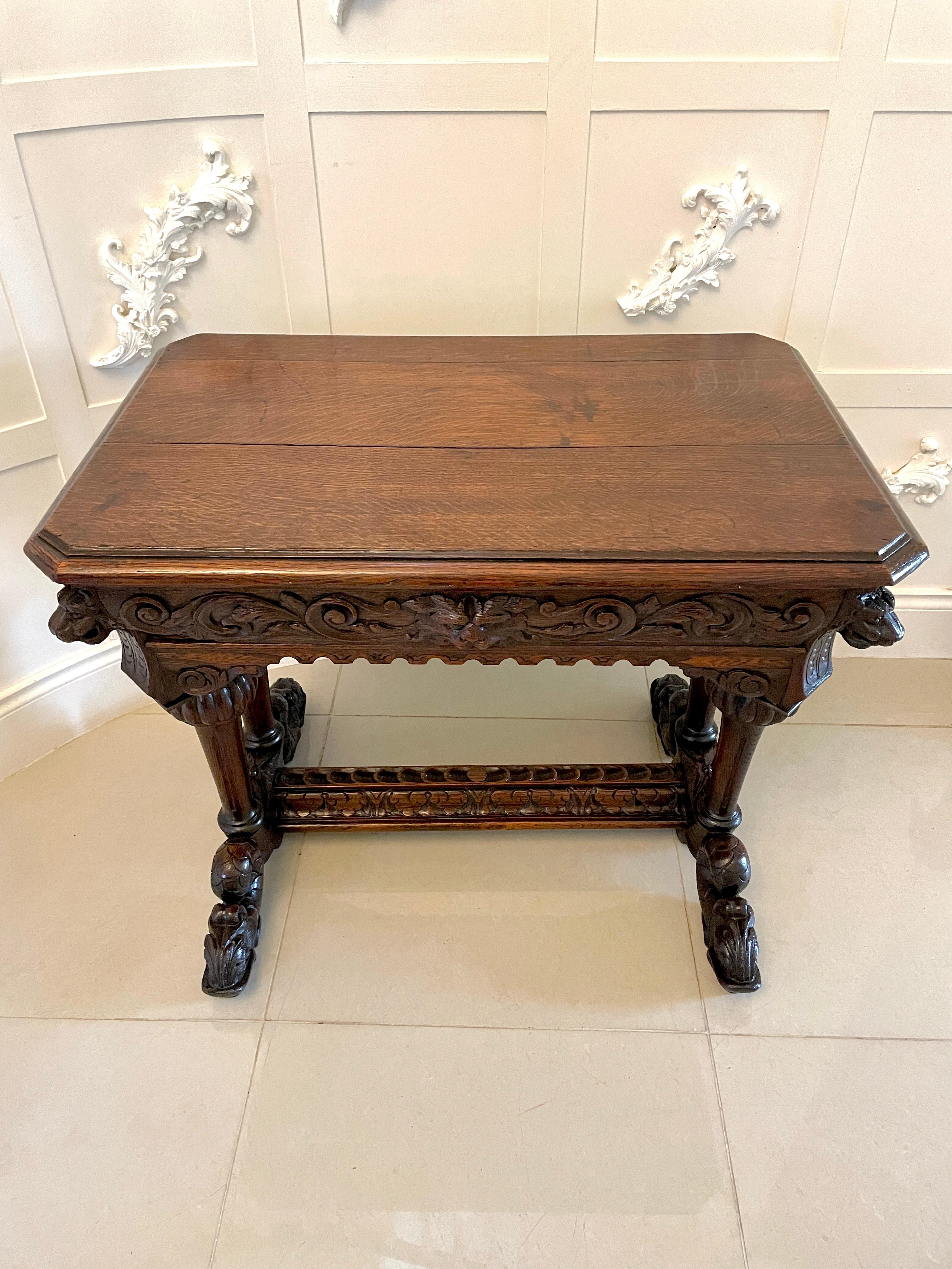 Antique Victorian Quality Carved Oak Freestanding Centre Table For Sale 14