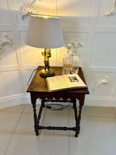 Antique Victorian Quality Carved Oak Lamp Table