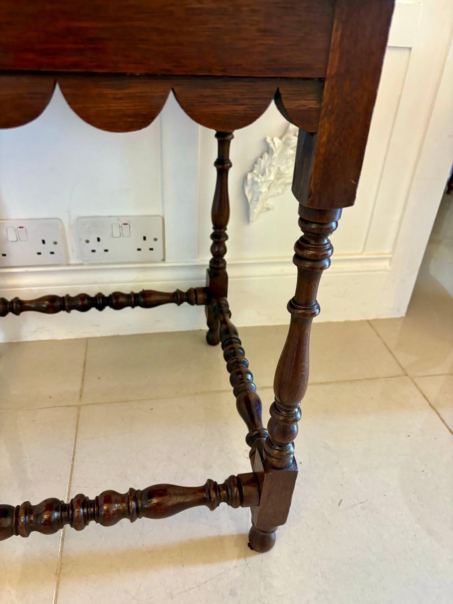 Antique Victorian Quality Carved Oak Lamp Table For Sale 3