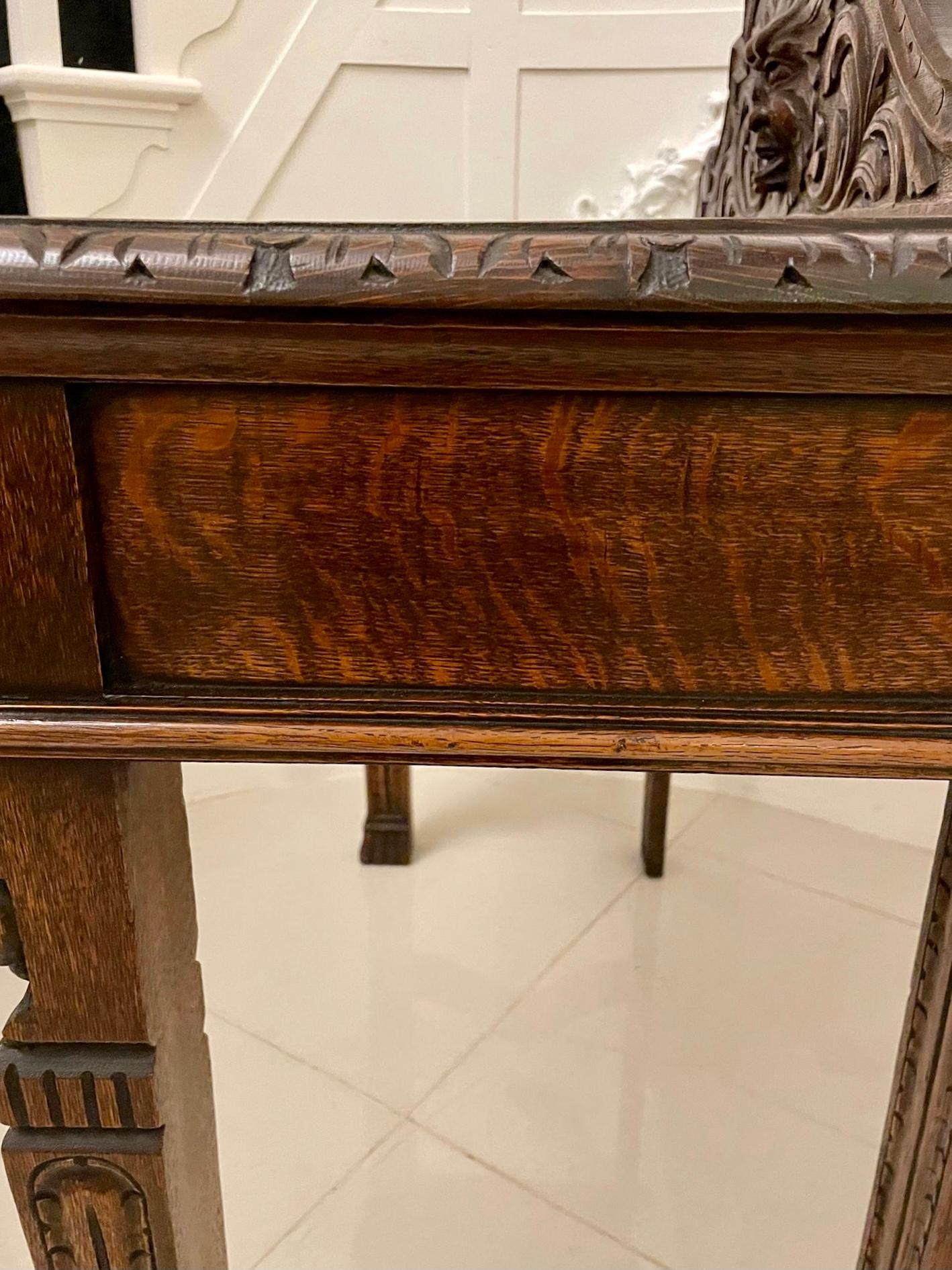19th Century Antique Victorian Quality Carved Oak Side Table For Sale