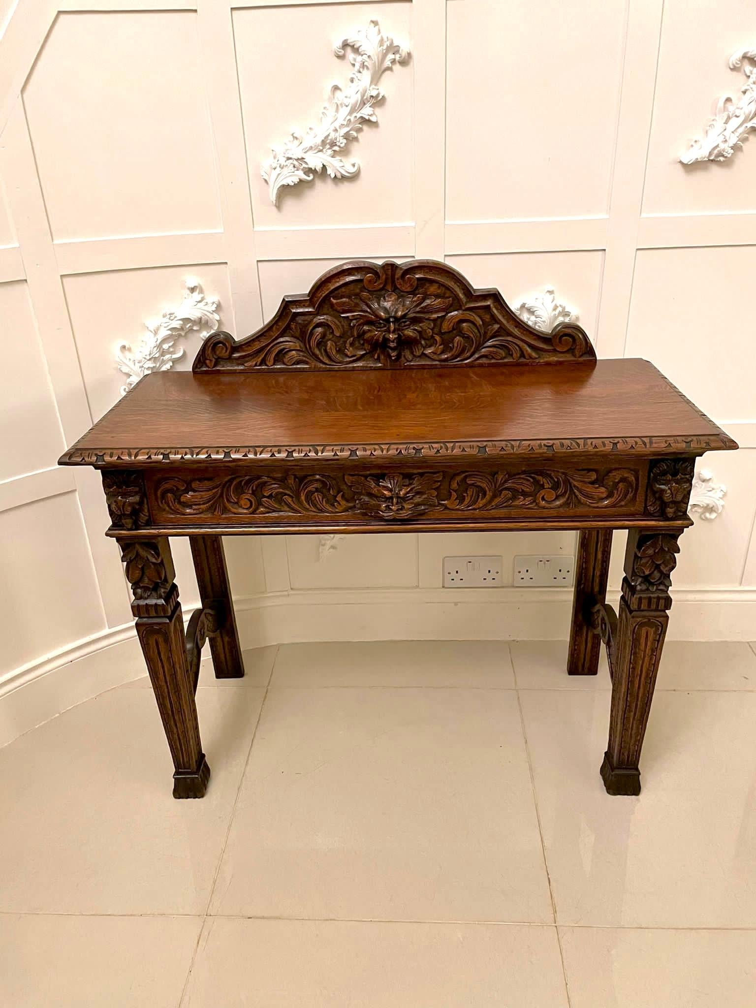 Antique Victorian Quality Carved Oak Side Table For Sale 1