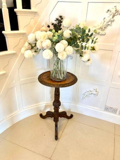 Antique Victorian Quality Carved Oak Tripod / Lamp Table