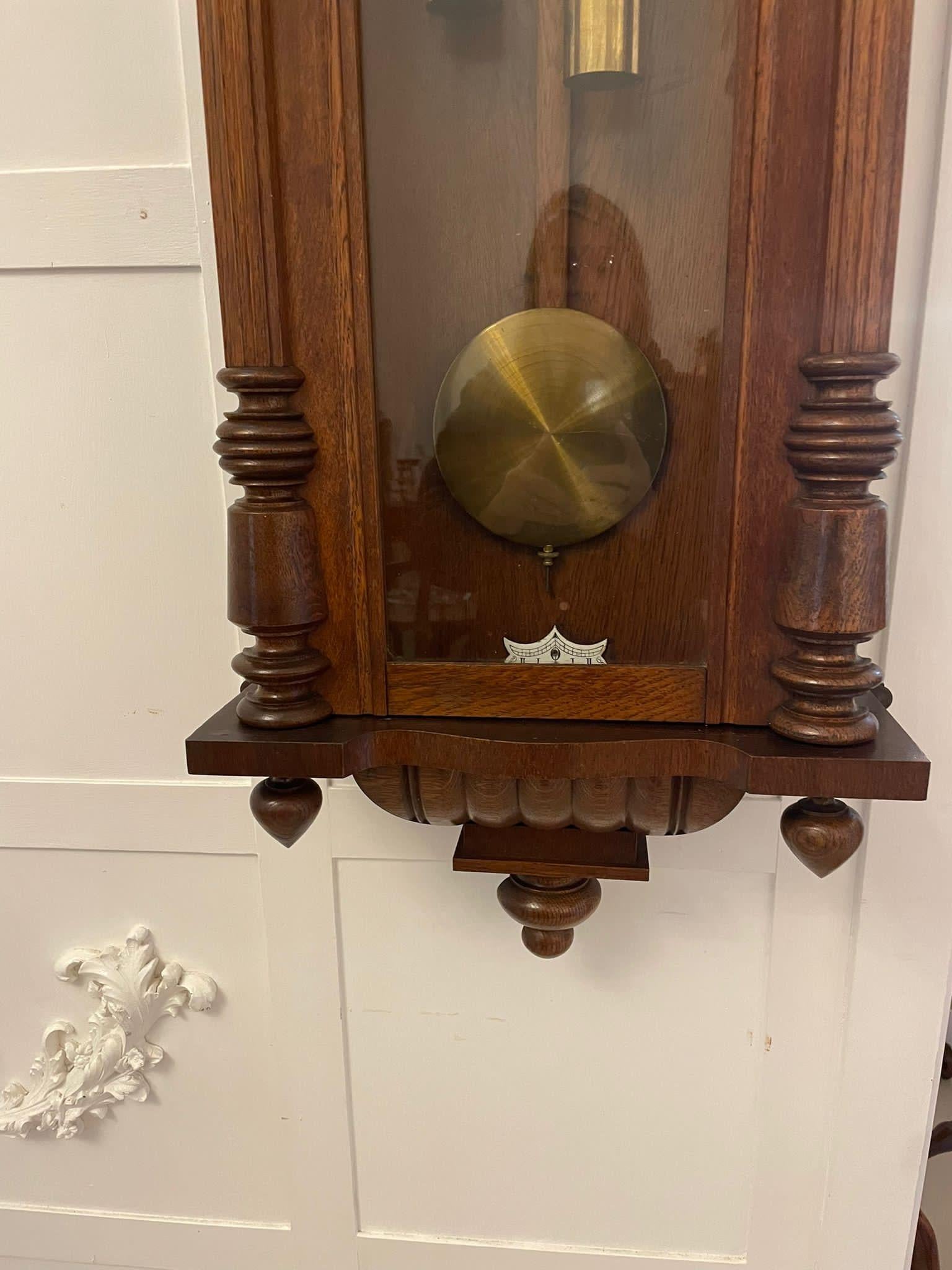 Austrian Antique Victorian Quality Carved Oak Vienna Wall Clock  For Sale
