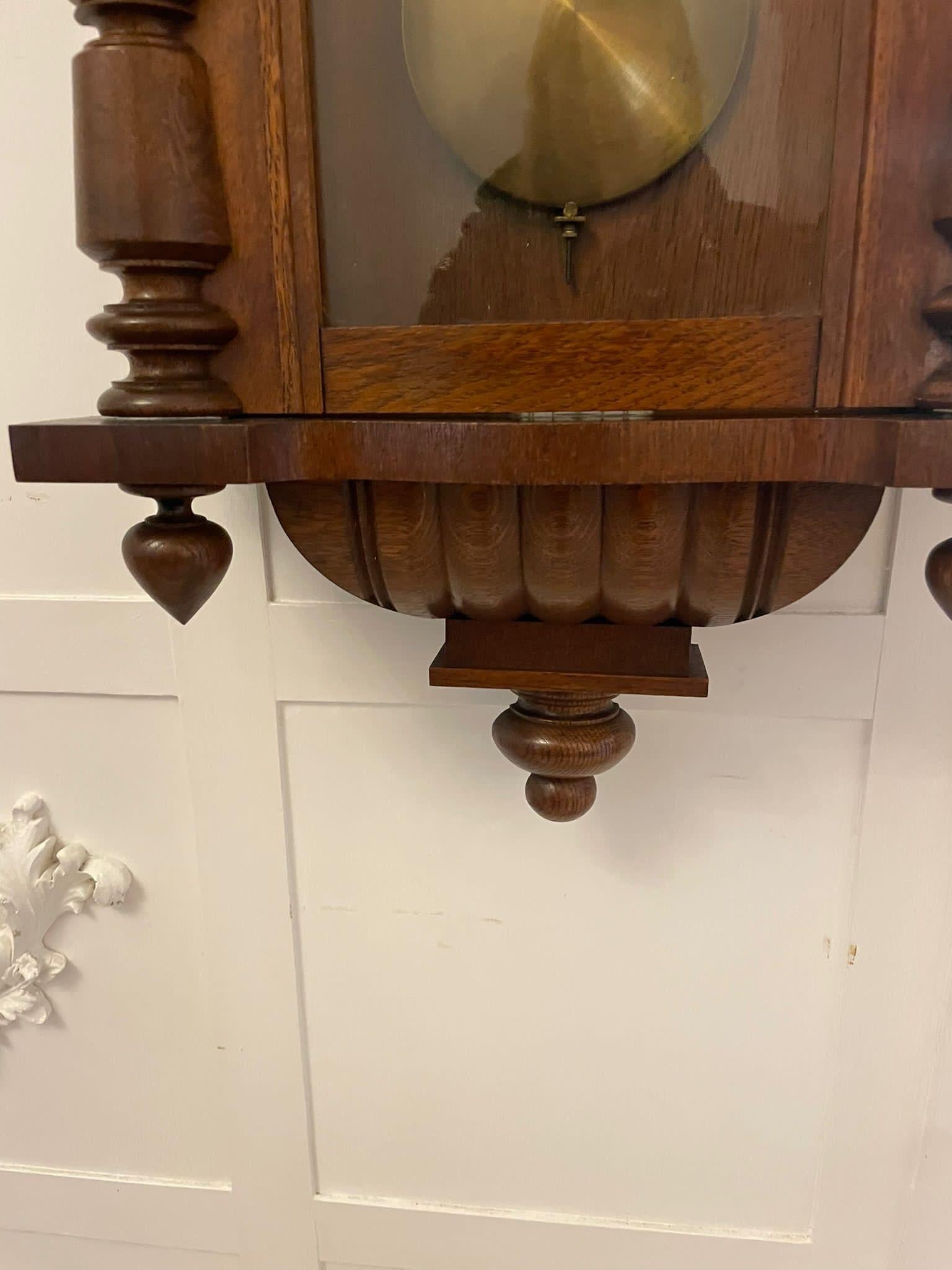 Antique Victorian Quality Carved Oak Vienna Wall Clock  In Good Condition For Sale In Suffolk, GB