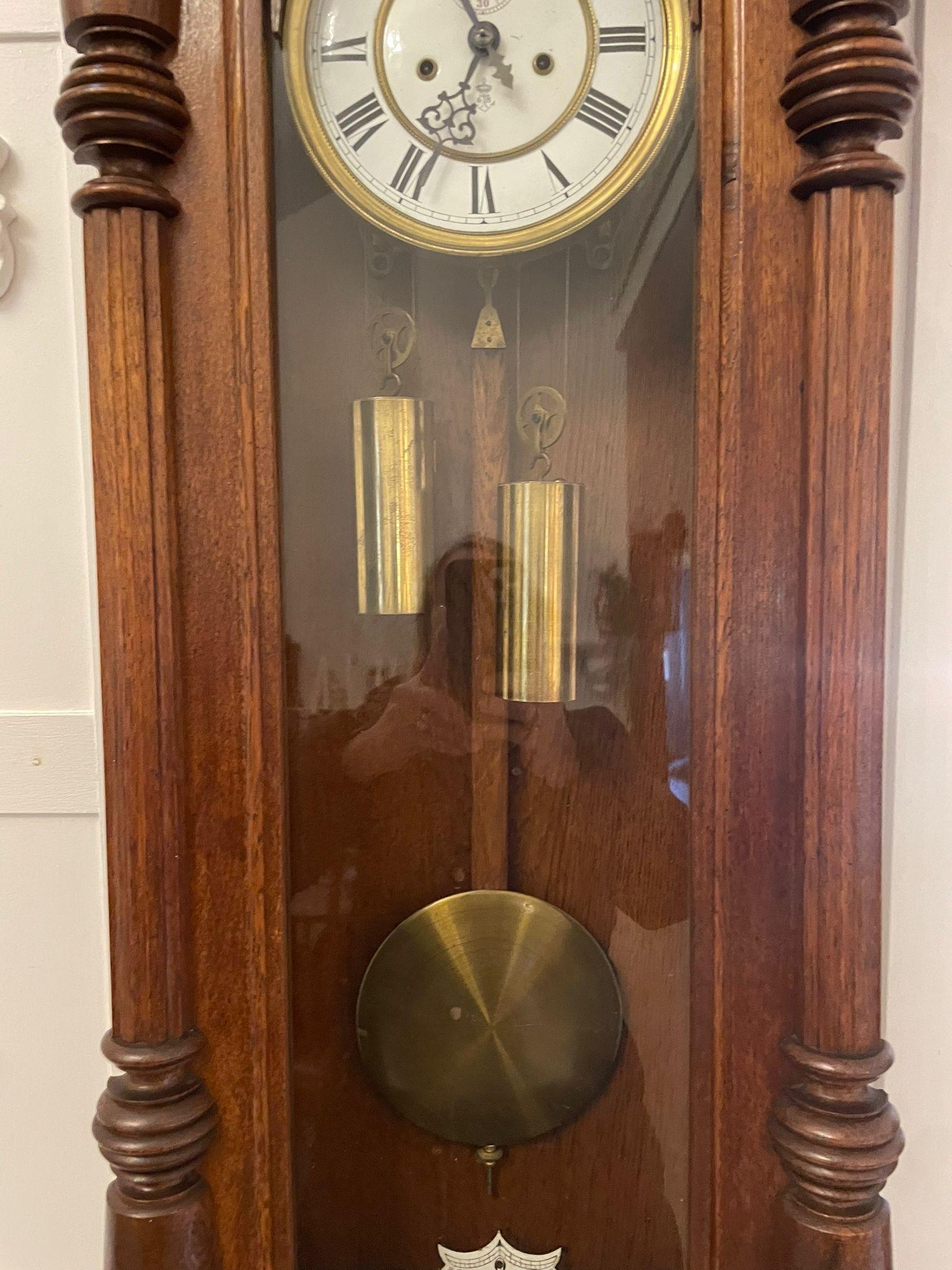 Antique Victorian Quality Carved Oak Vienna Wall Clock  For Sale 1