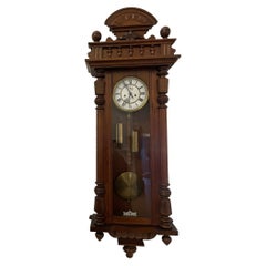 Antique Victorian Quality Carved Oak Vienna Wall Clock