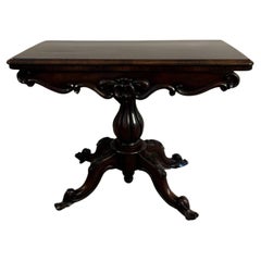 Antique Victorian quality carved rosewood card table