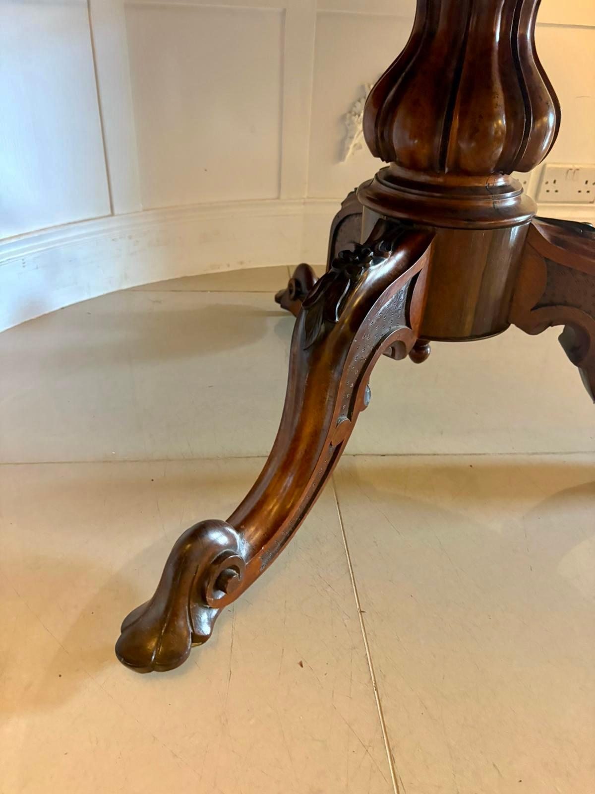 19th Century Antique Victorian Quality Carved Rosewood Circular Dining Table For Sale