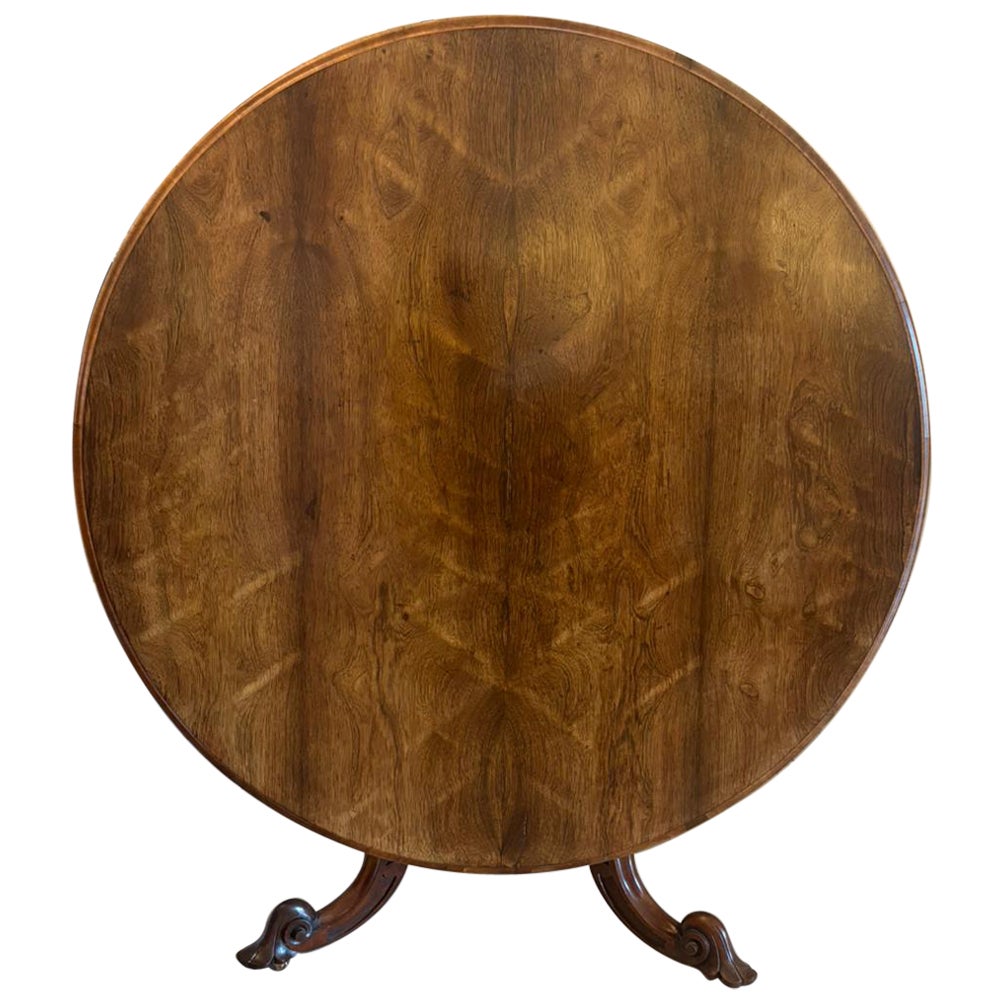 Antique Victorian Quality Carved Rosewood Circular Dining Table For Sale