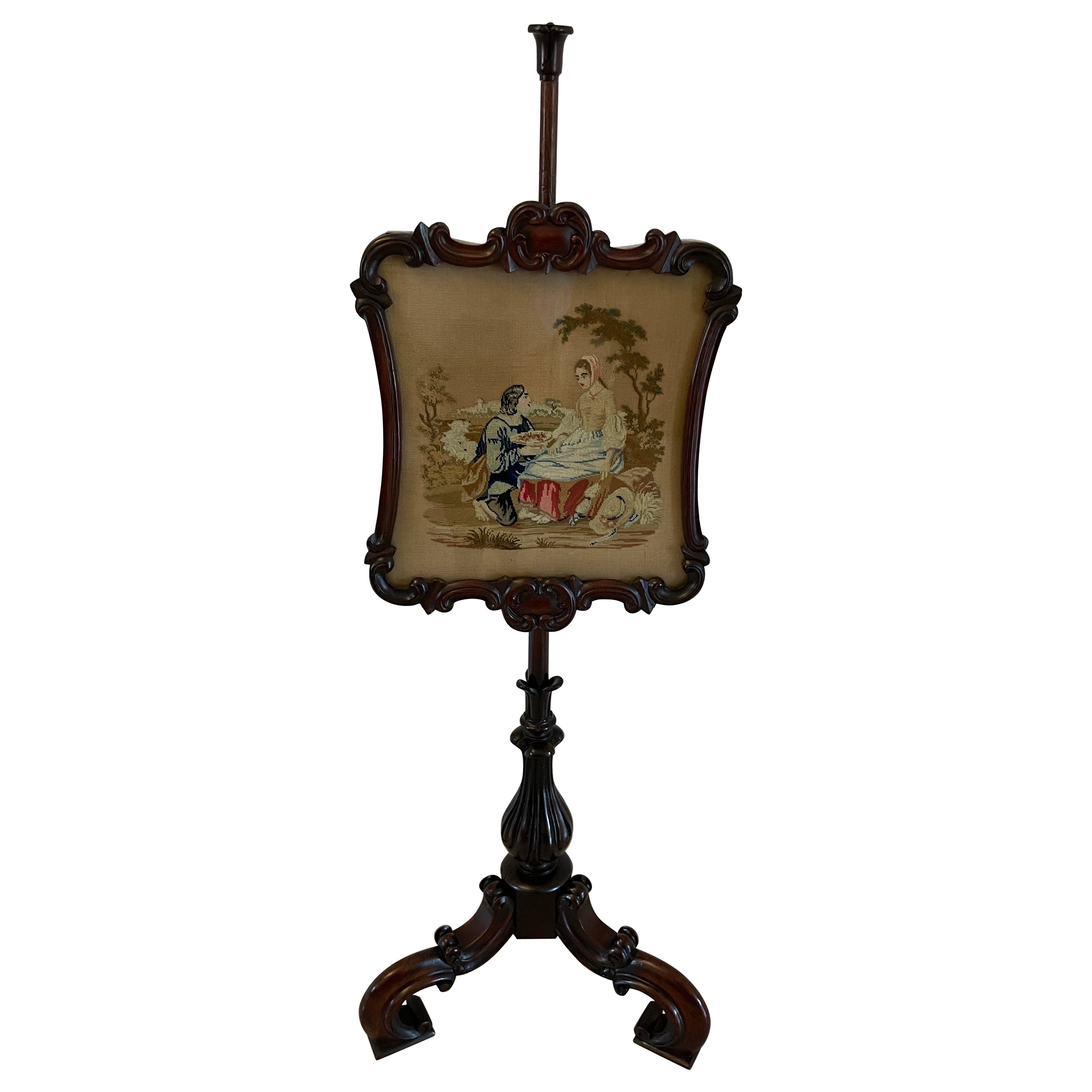 Antiguo biombo de palo de rosa tallado de calidad victoriana