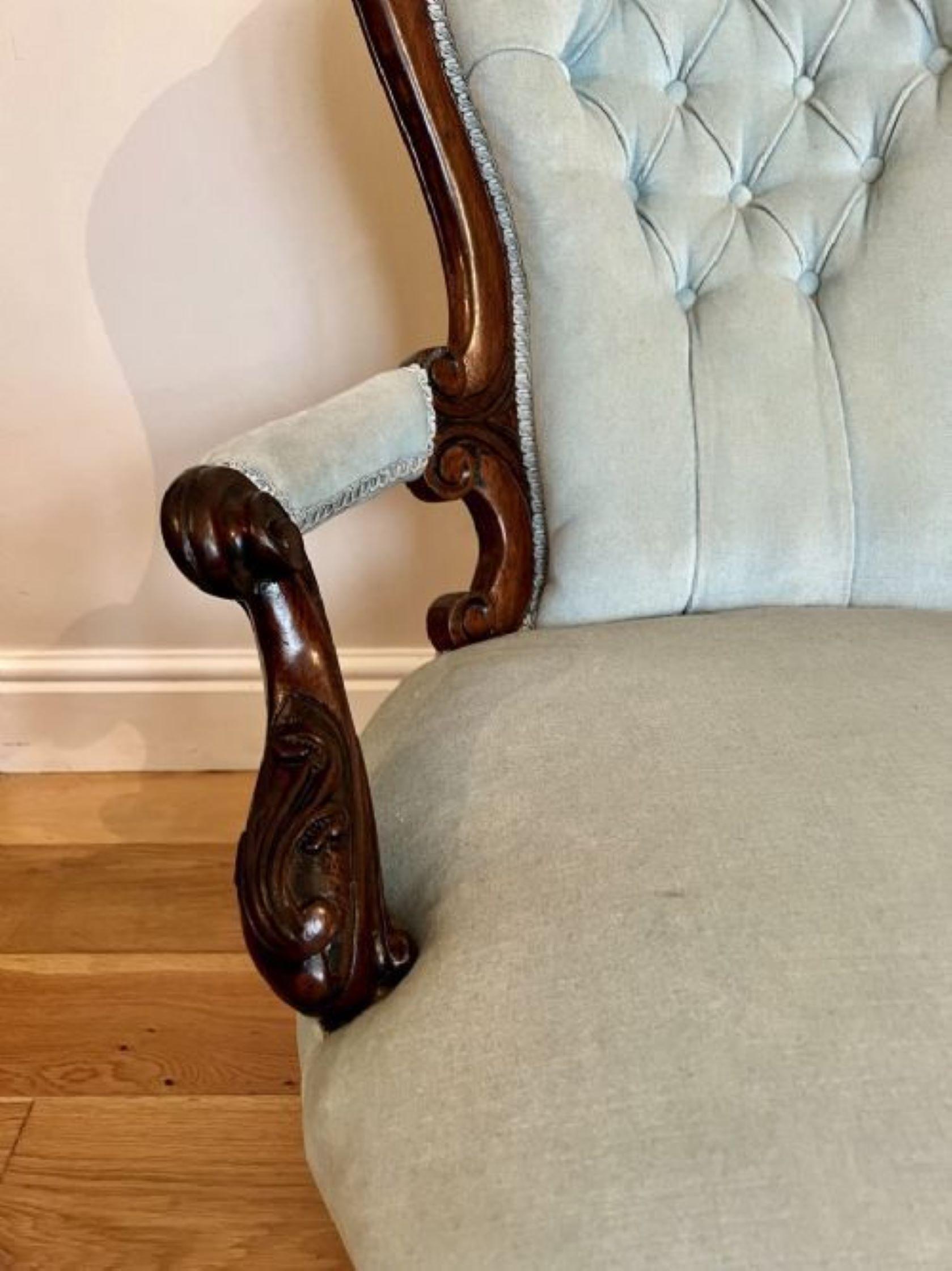 19th Century Antique Victorian quality carved walnut arm chair For Sale
