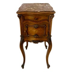 Antique Victorian Quality Carved Walnut French Bedside Cabinet