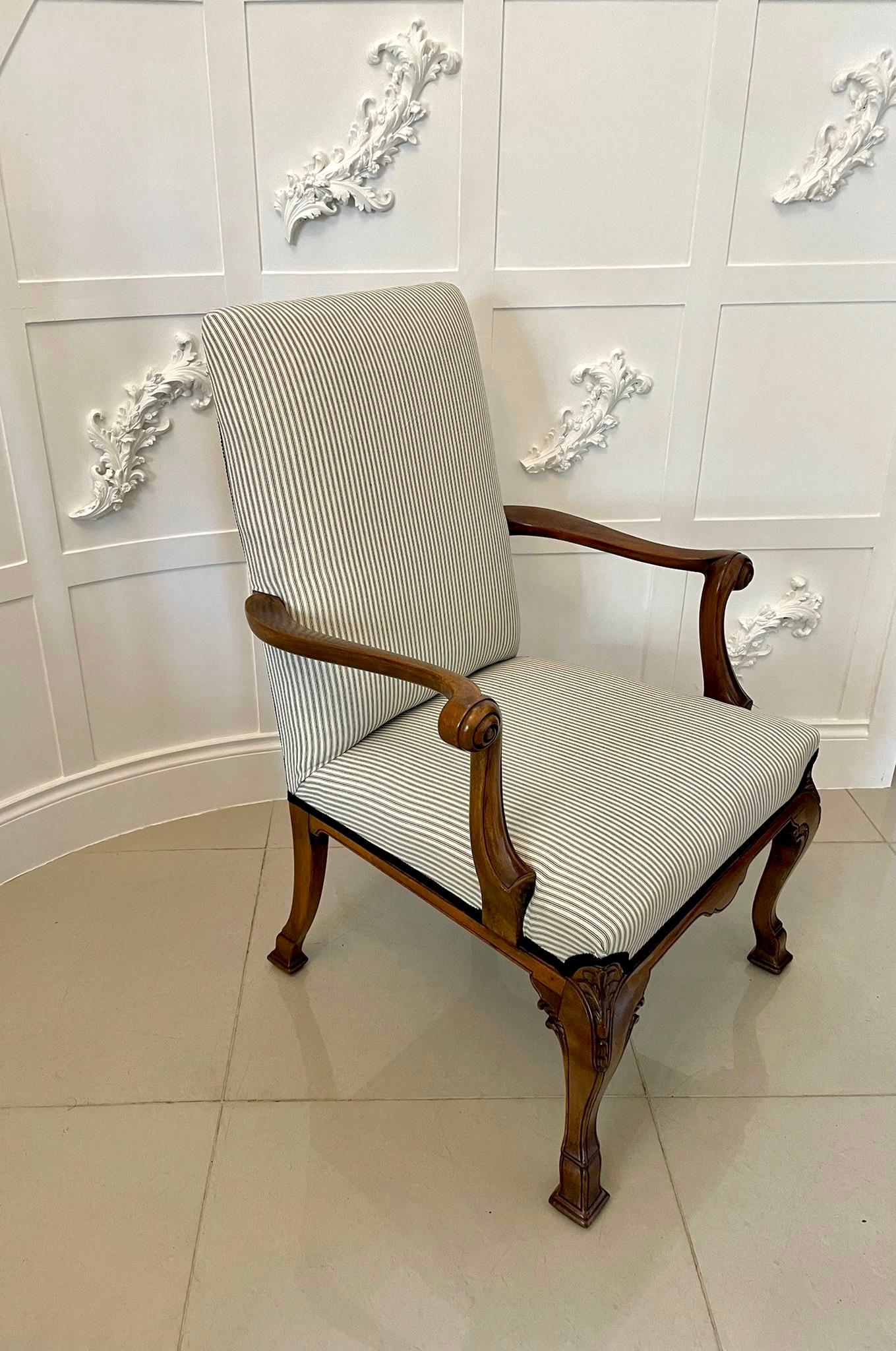 Antique Victorian Quality Carved Walnut Library Chair 1