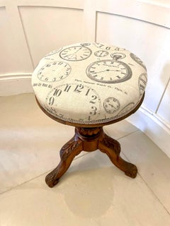 Antique Victorian Quality Carved Walnut Revolving Piano Stool