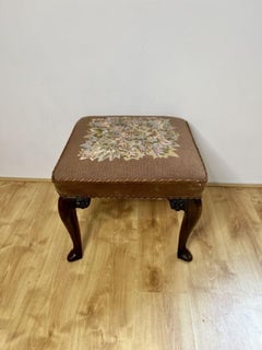 Antique Victorian quality carved walnut stool