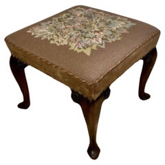 Antique Victorian quality carved walnut stool