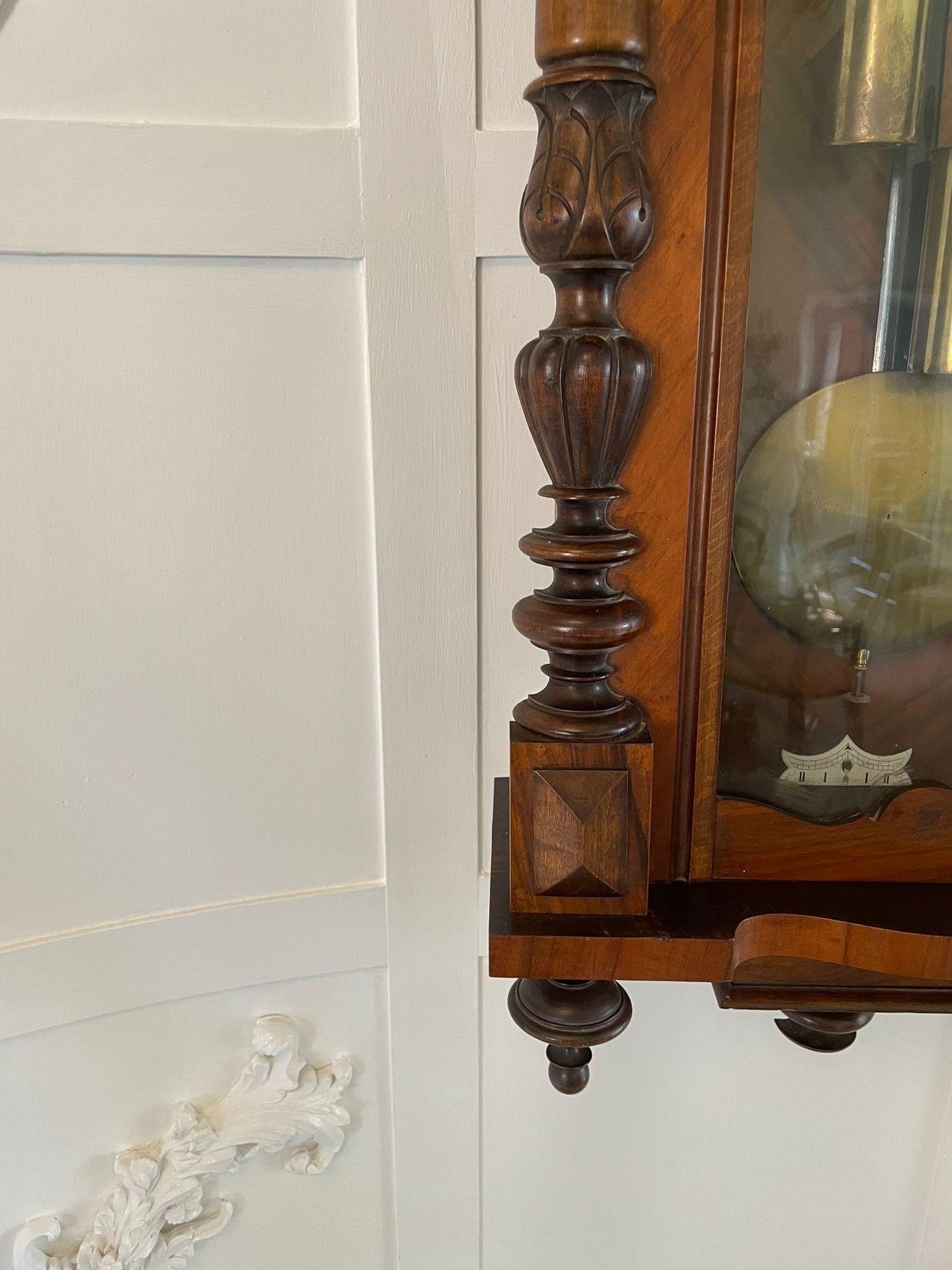 Antique Victorian Quality Carved Walnut Vienna Wall Clock by Gustav Becker 2