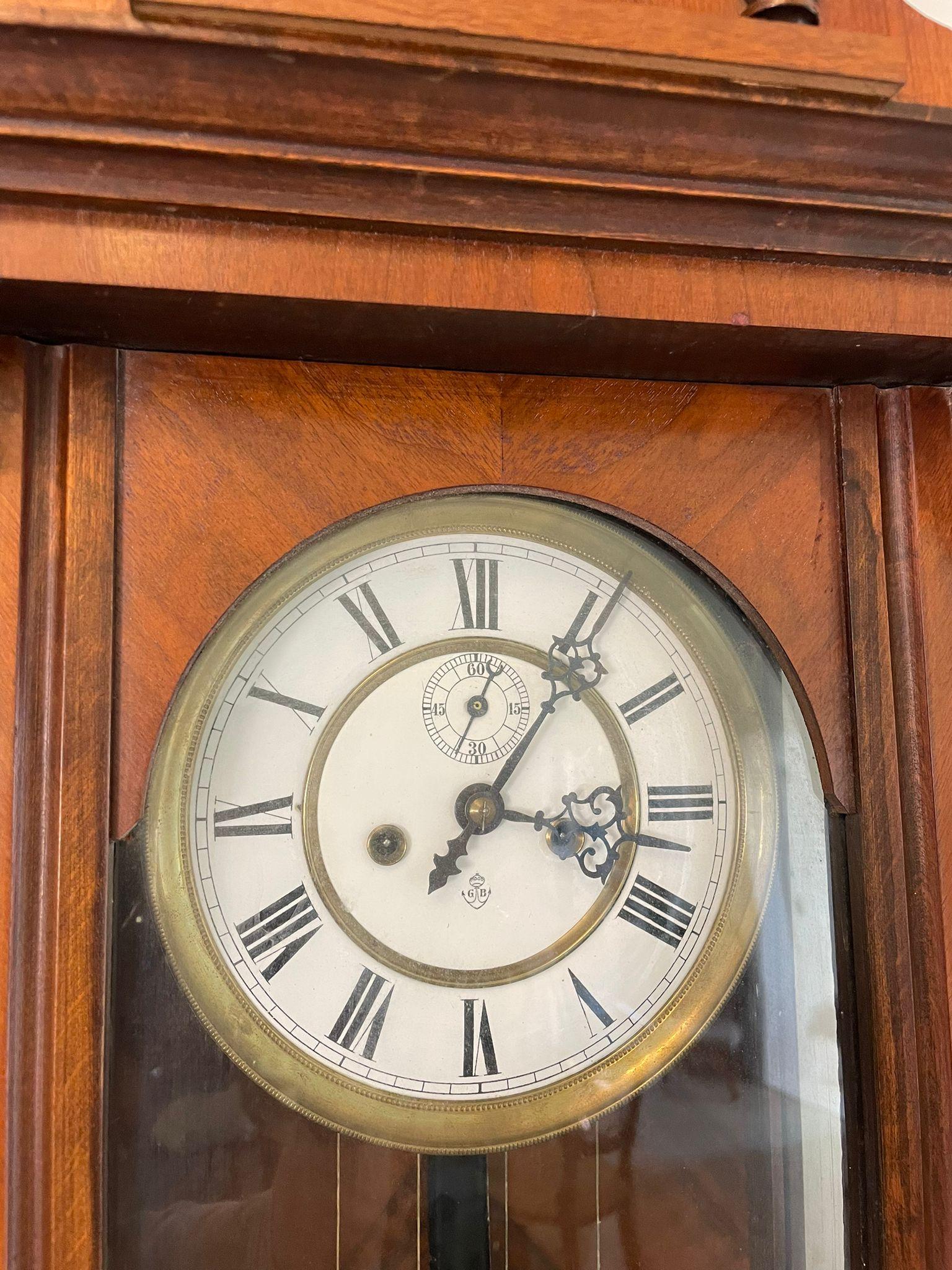 Antique Victorian Quality Carved Walnut Vienna Wall Clock by Gustav Becker 1