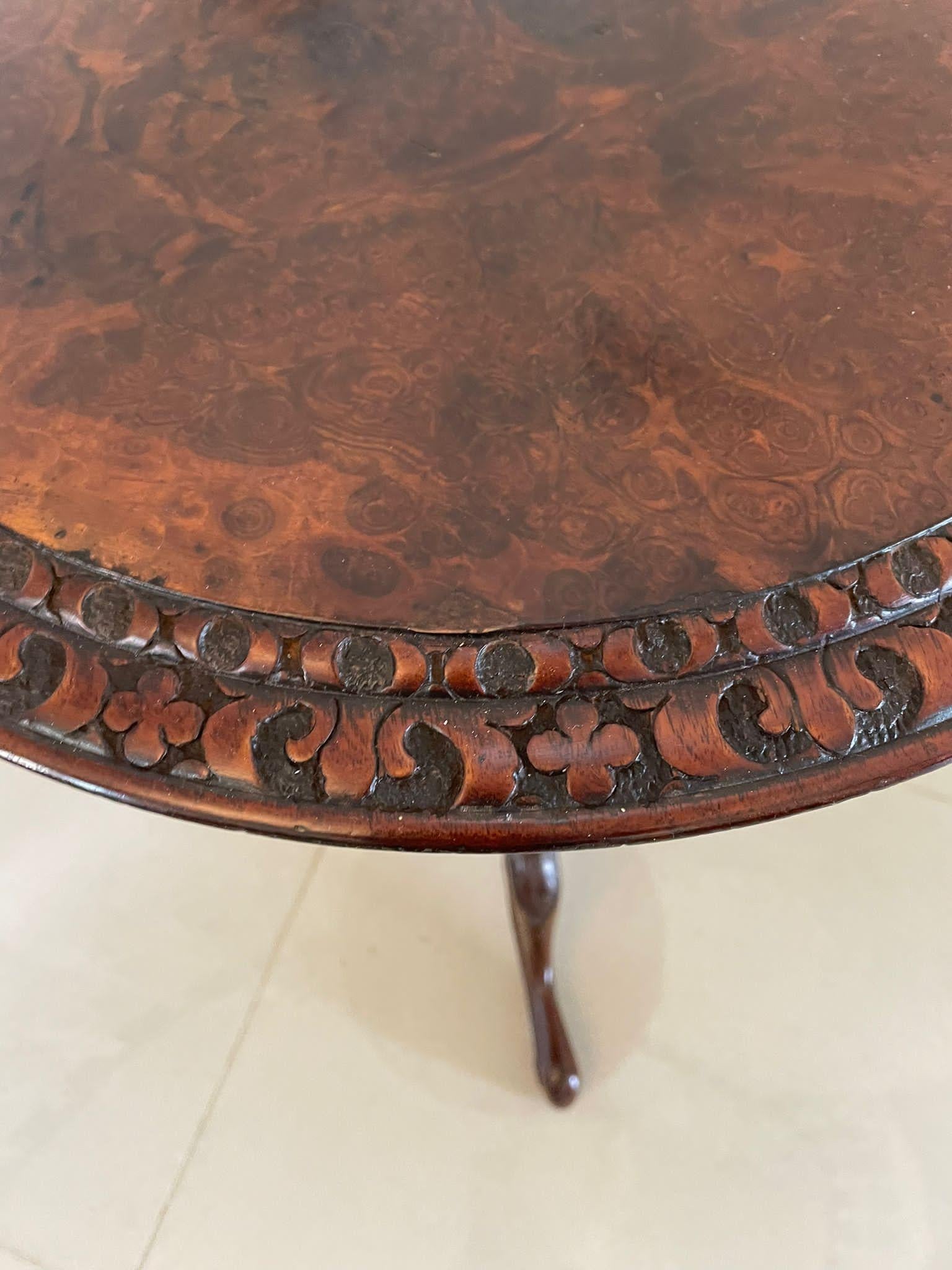 Mid-19th Century Antique Victorian Quality Circular Burr Walnut Lamp Table For Sale