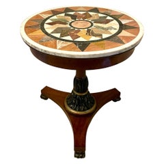 Antique Victorian Quality Circular Specimen Marble Top Lamp/Centre Table