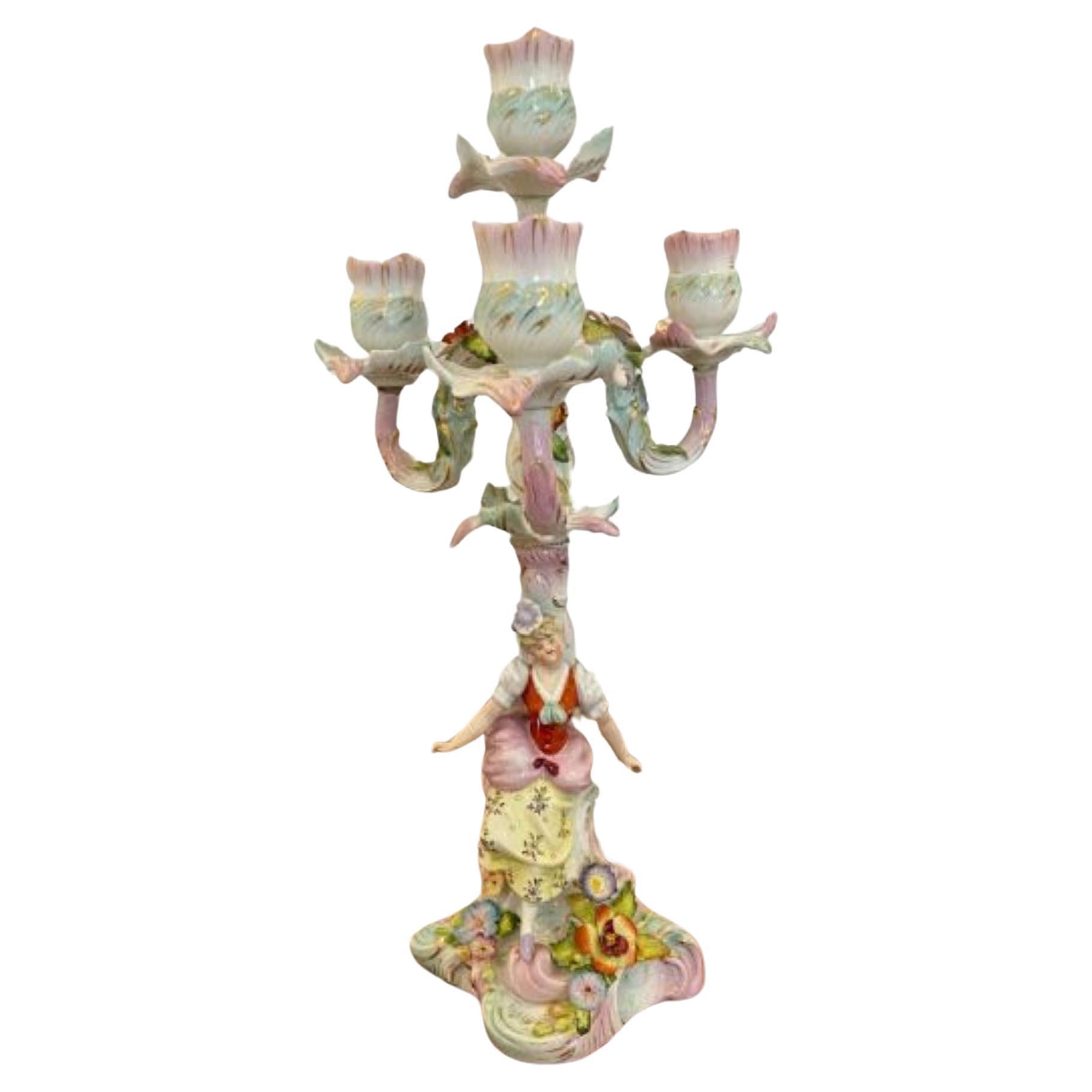 Antique Victorian Quality Continental Porcelain Candelabra
