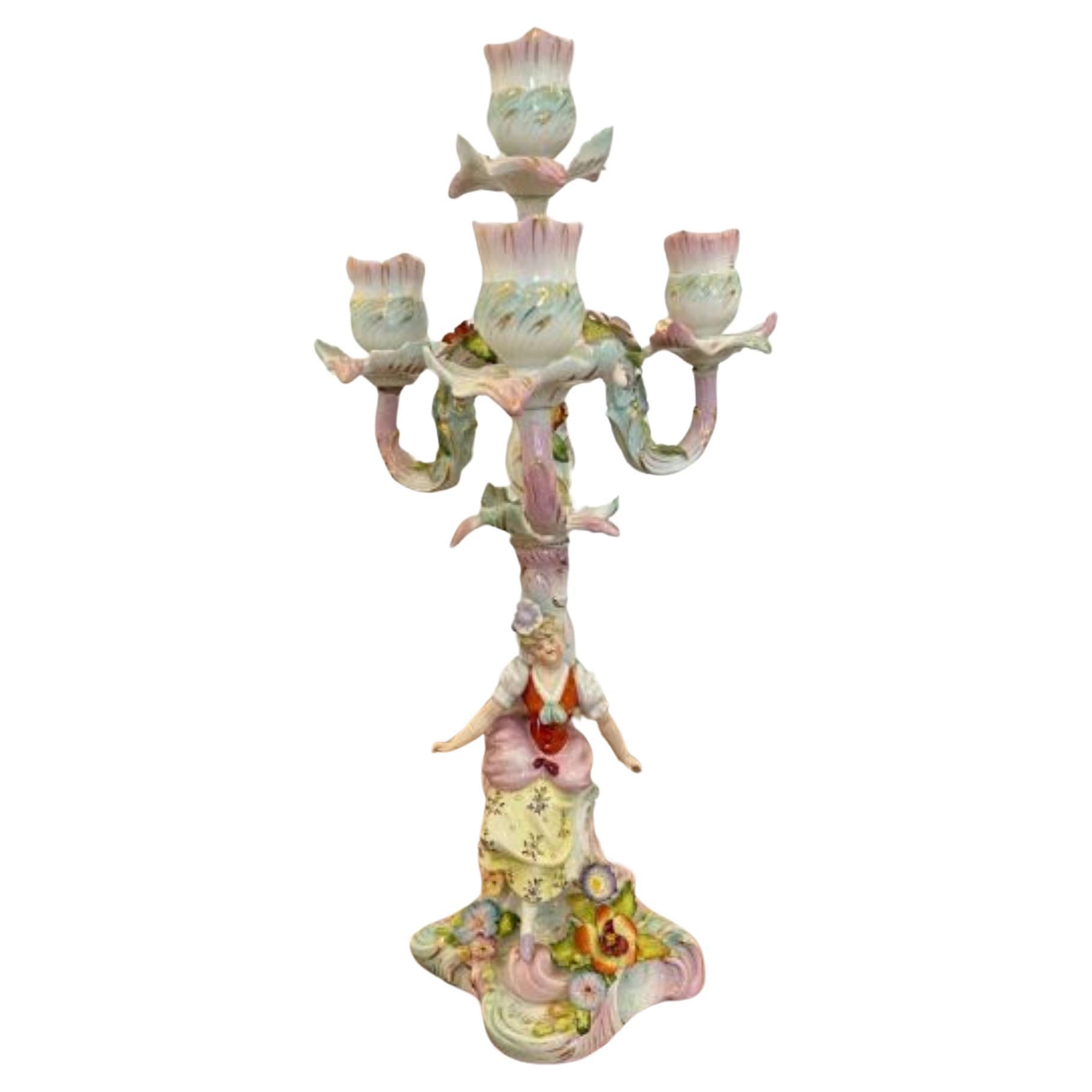 Antique Victorian Quality Continental Porcelain Candelabra 