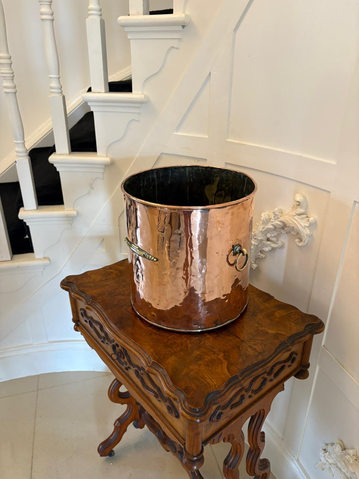 19th Century Antique Victorian Quality Copper and Brass Coal Bin For Sale