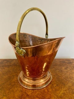 Antique Victorian Quality Copper And Brass Helmet Coal Bucket
