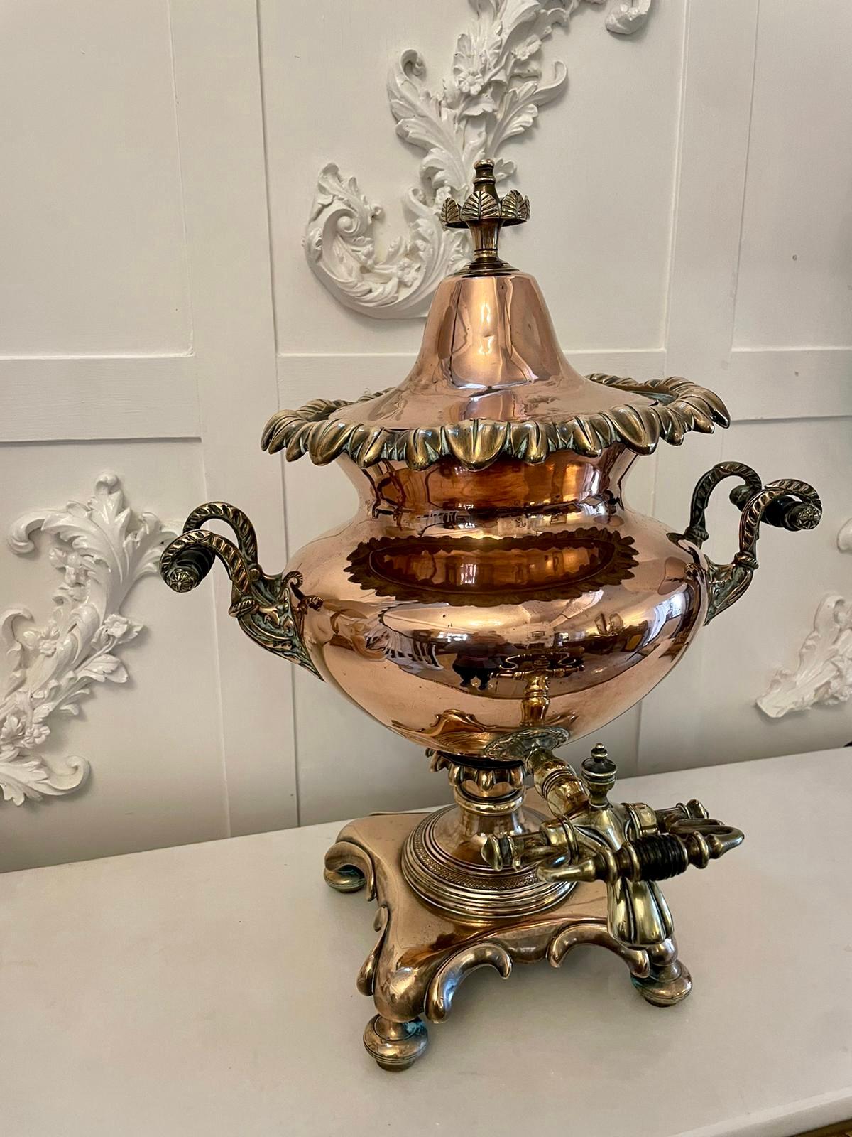 Antique Victorian Quality Copper and Brass Samovar / Tea Urn 2