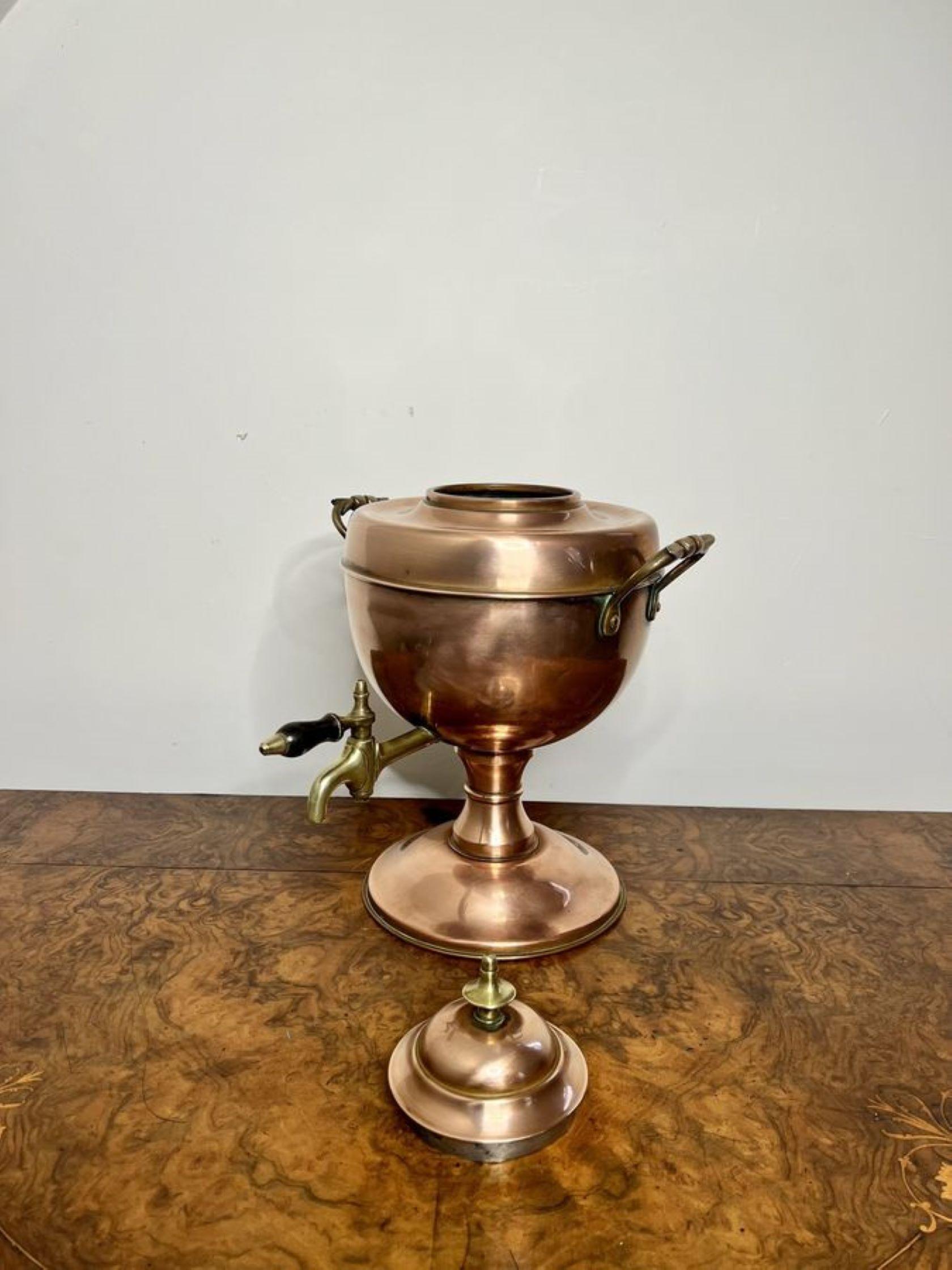 19th Century Antique Victorian quality copper & brass samovar For Sale