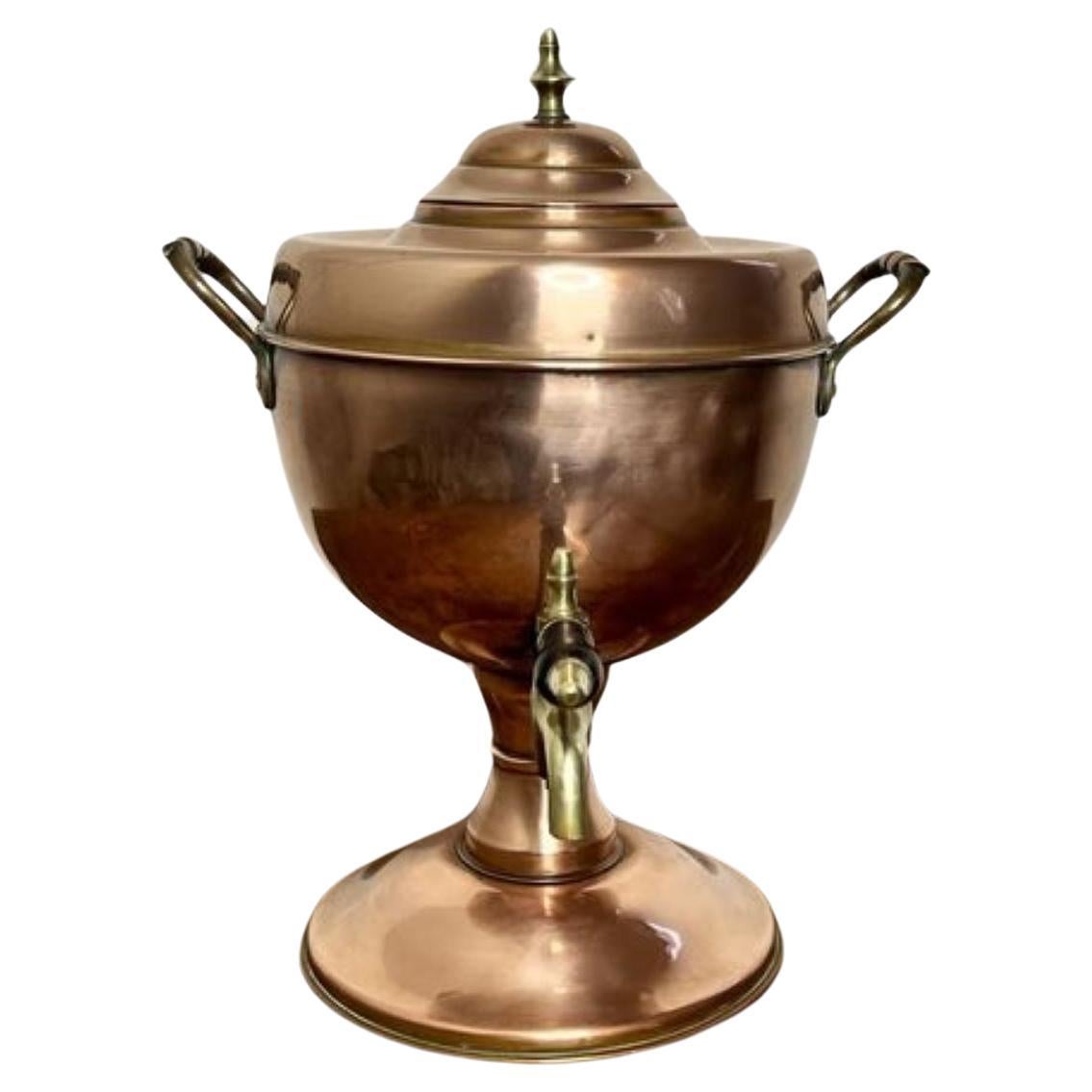 Antique Victorian quality copper & brass samovar For Sale