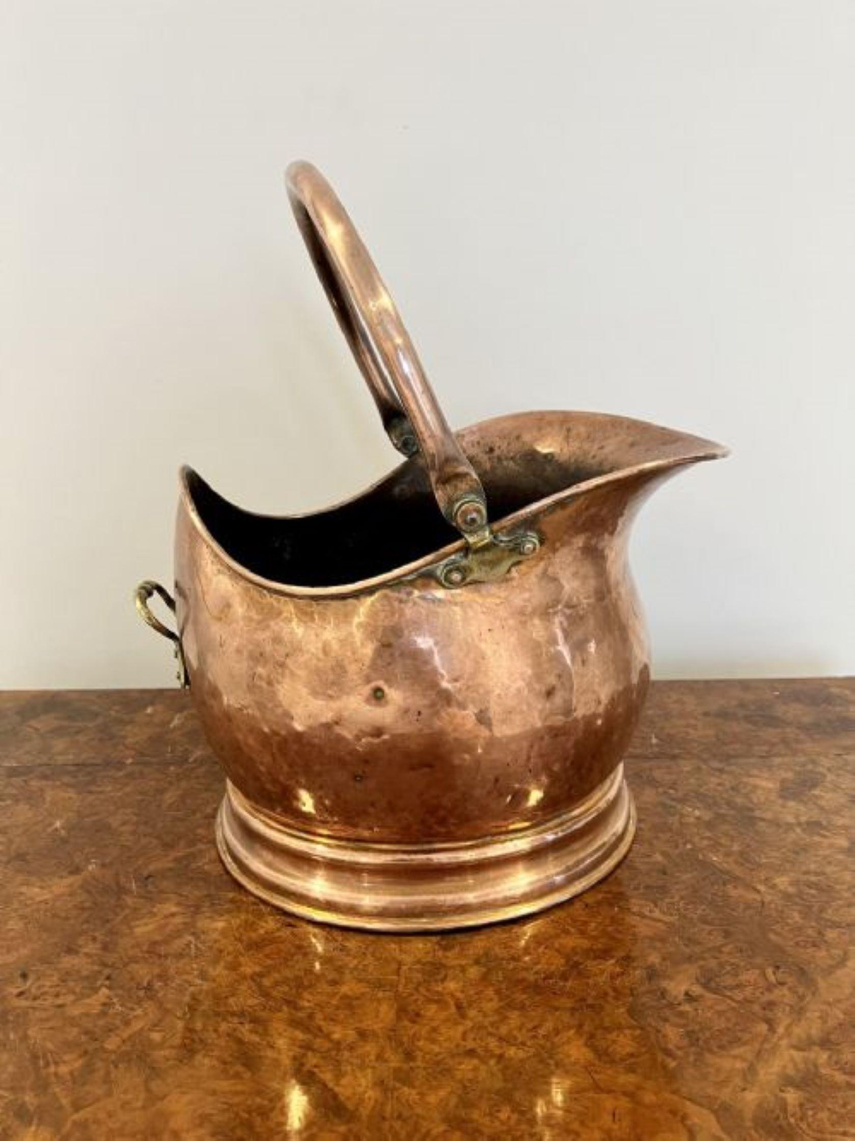19th Century Antique Victorian quality copper helmet coal scuttle  For Sale