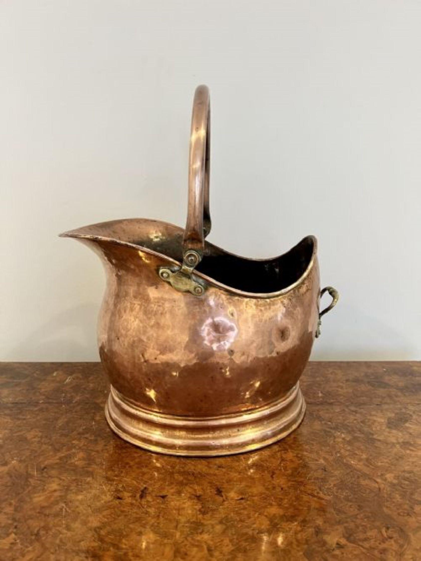 Copper Antique Victorian quality copper helmet coal scuttle  For Sale