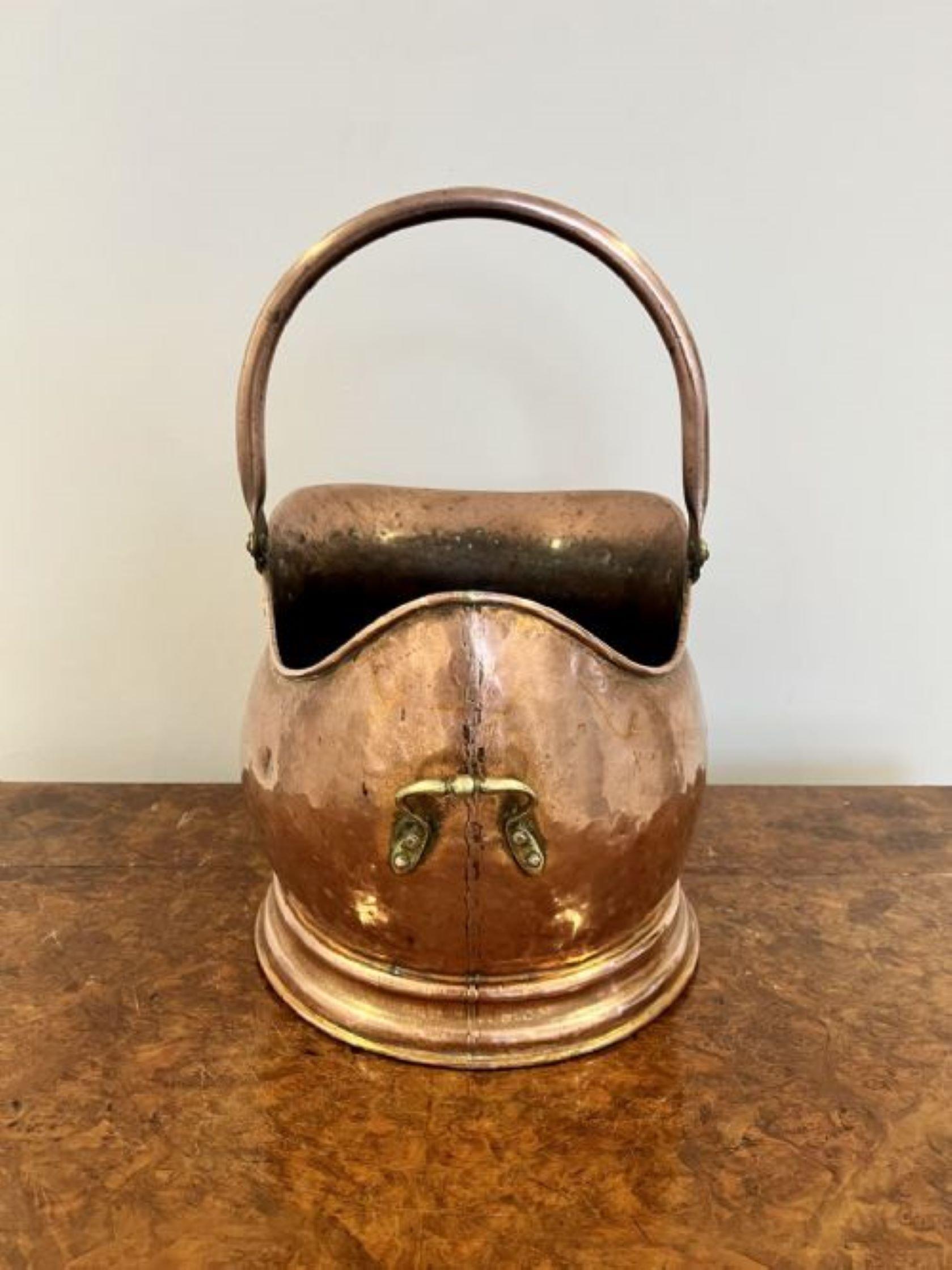 Antique Victorian quality copper helmet coal scuttle  For Sale 1