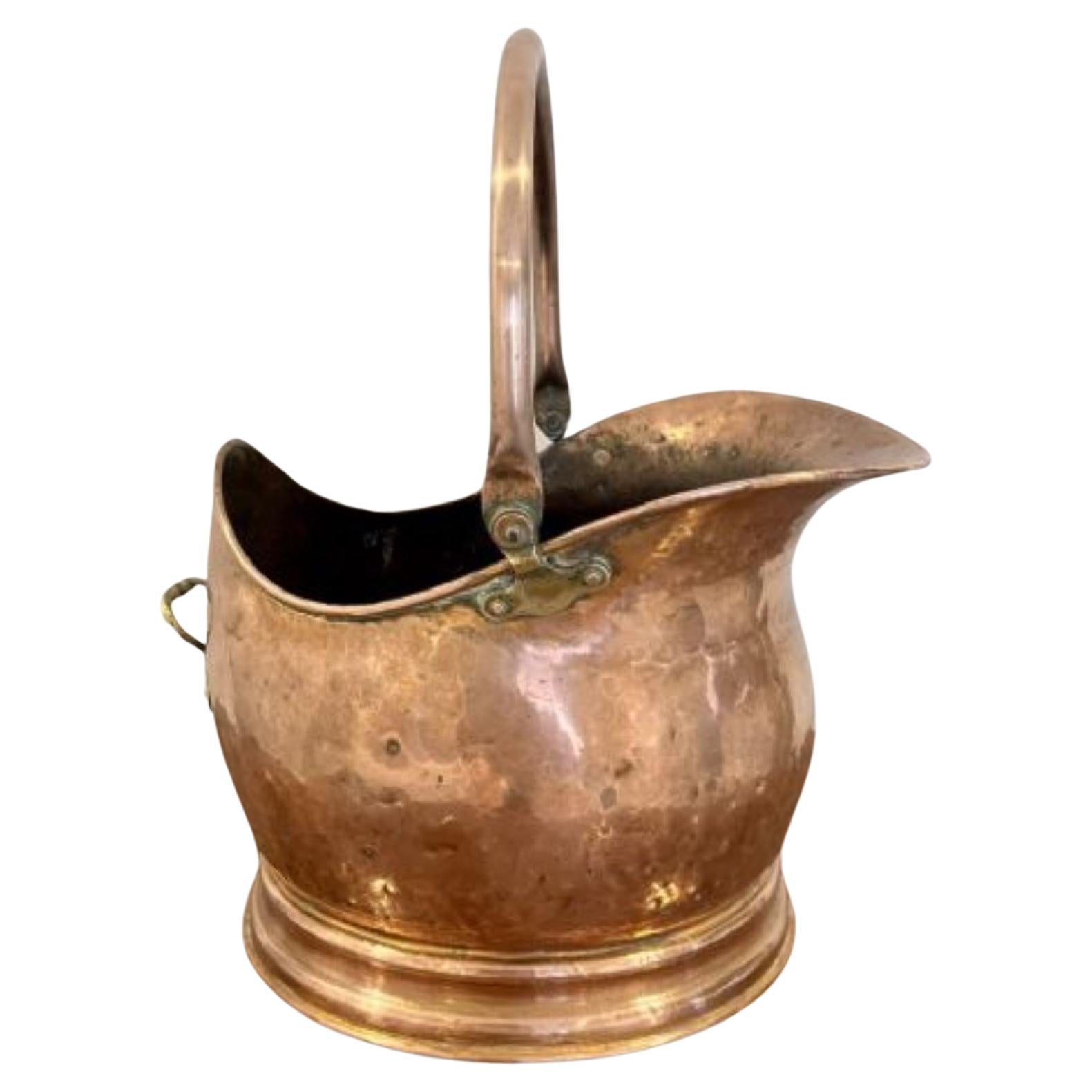 Antique Victorian quality copper helmet coal scuttle  For Sale