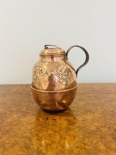 Antique Victorian quality copper ornate Jersey can
