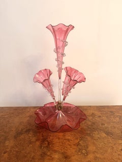 Antique Victorian quality cranberry glass epergne