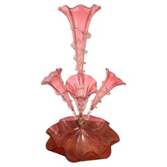 Antique Victorian quality cranberry glass epergne