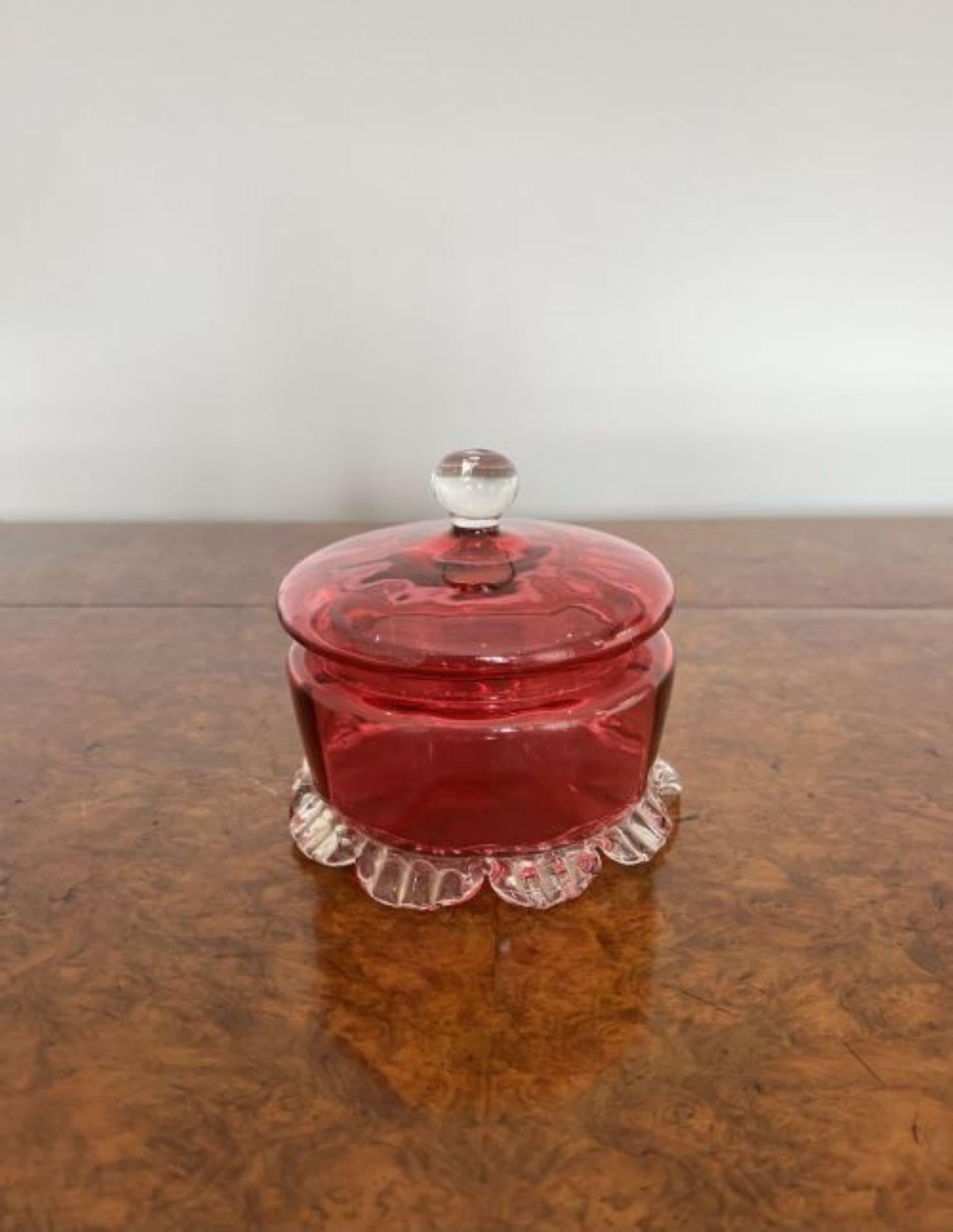 cranberry glass candy dish