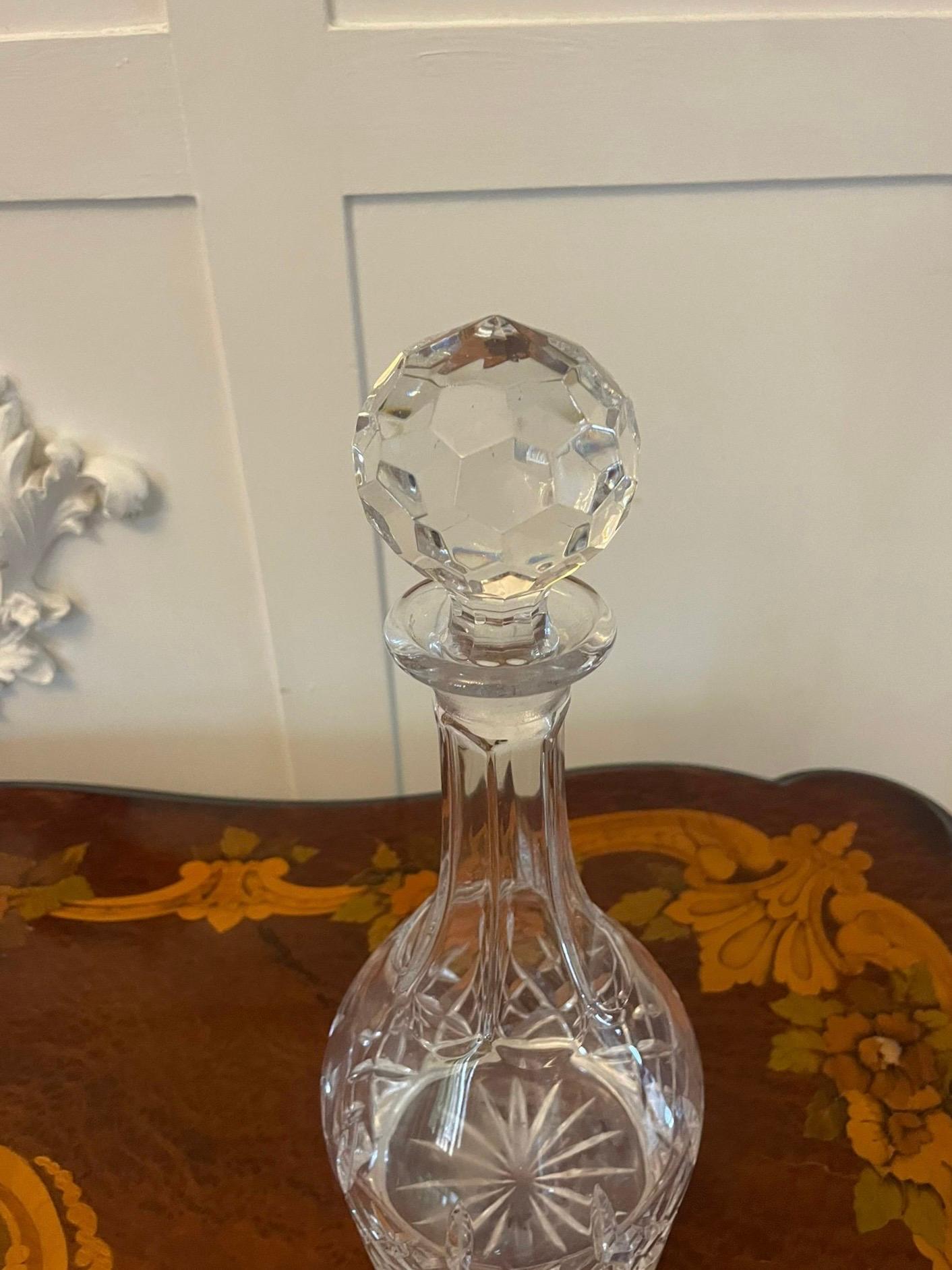 19th Century Antique Victorian Quality Cut Glass Decanter For Sale